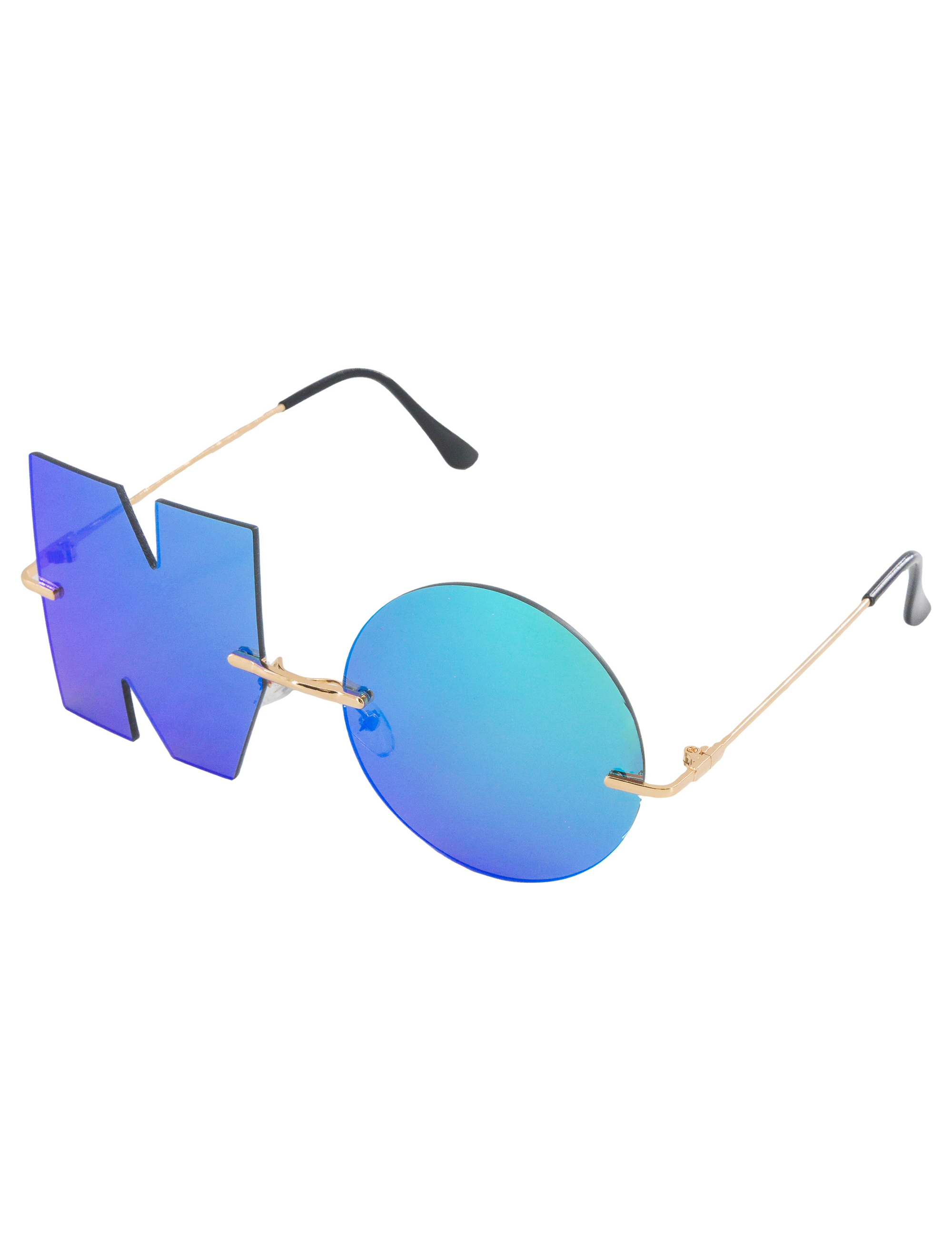 Kostümzubehör Brille 'NO' blau/grün