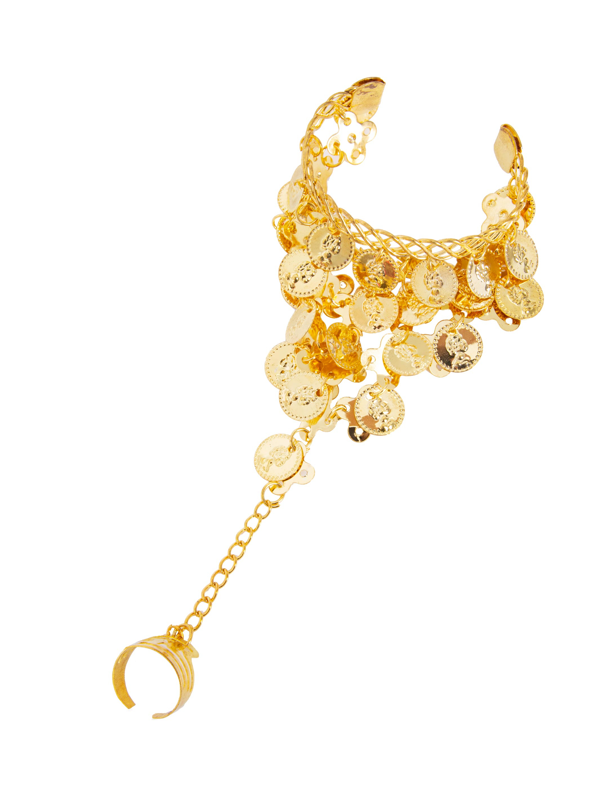 Kostümzubehör Armband mit Münzen und Ring gold