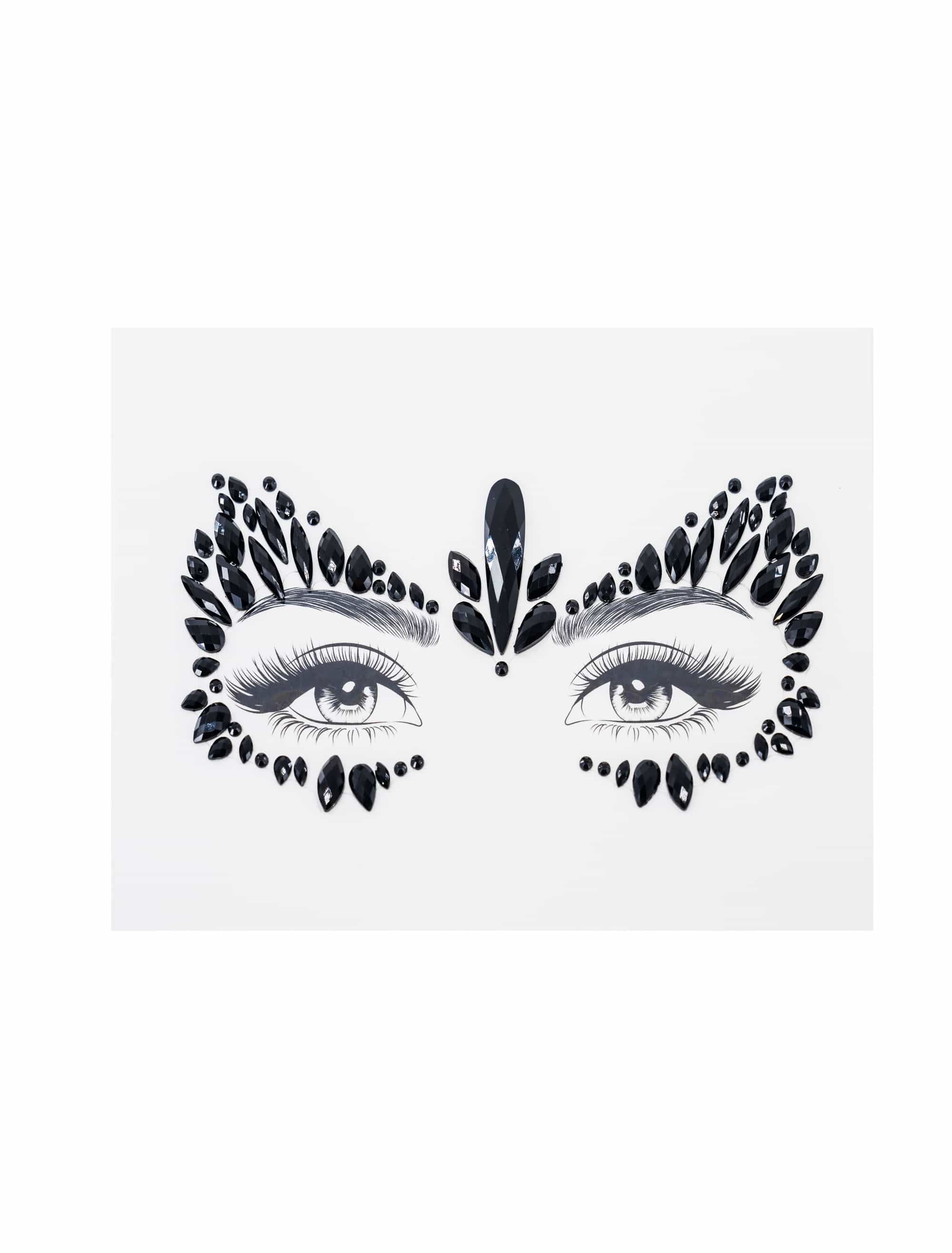 Gesichtsstrasssteine schwarz Schminke für Karneval & Fasching
