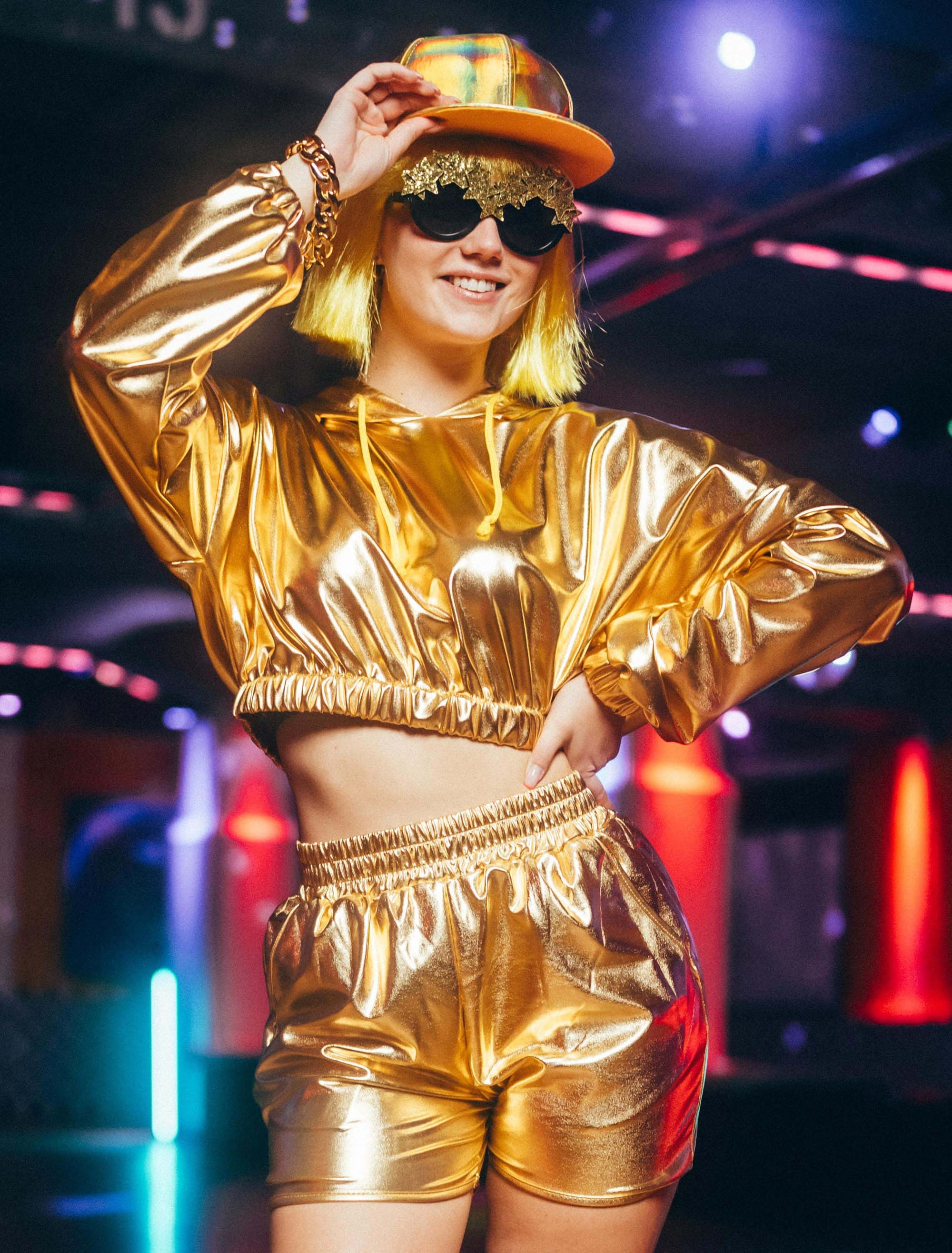 Hot Pants metallic Damen gold 2XL/3XL