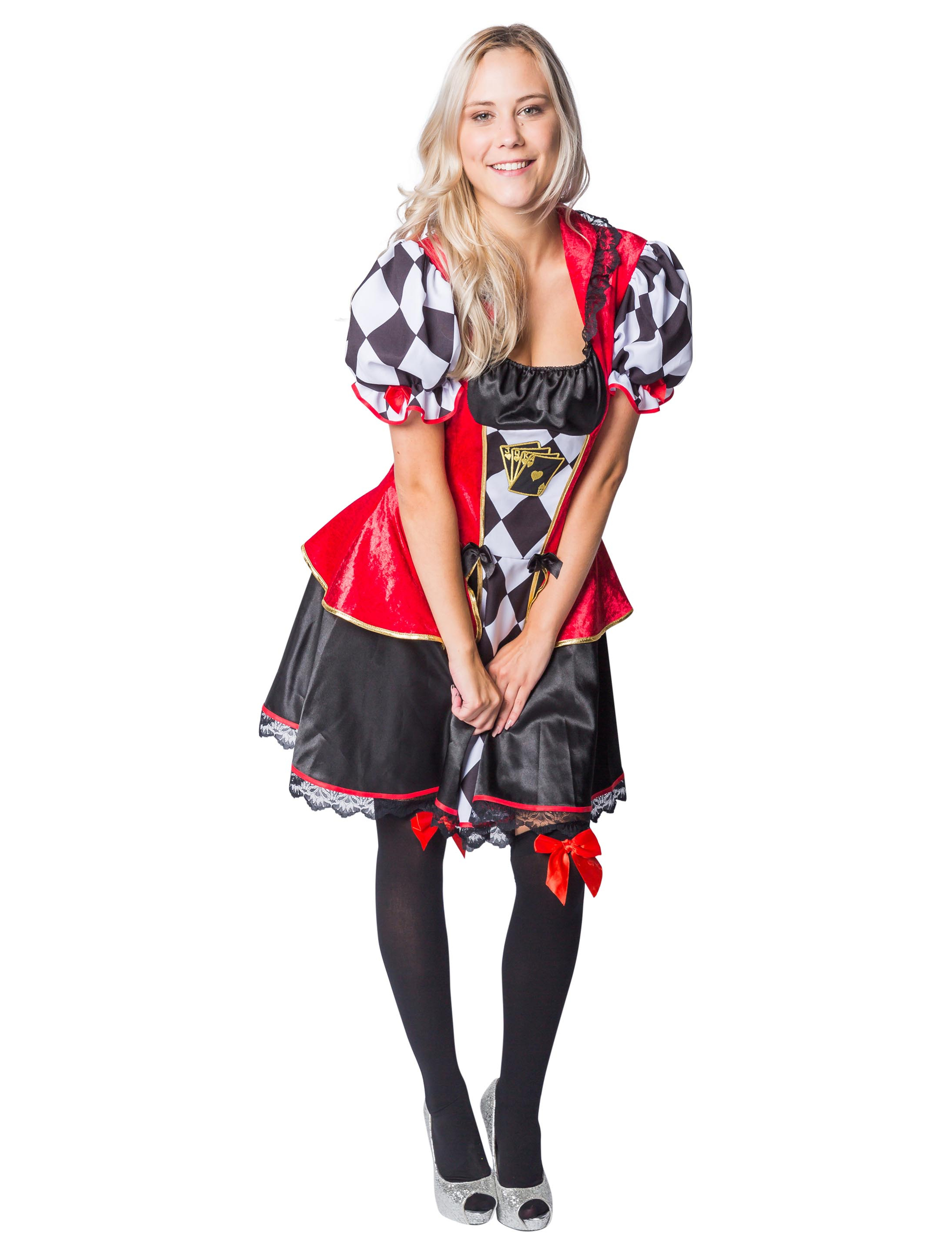 Kleid Pokerin Damen Damen rot/schwarz L