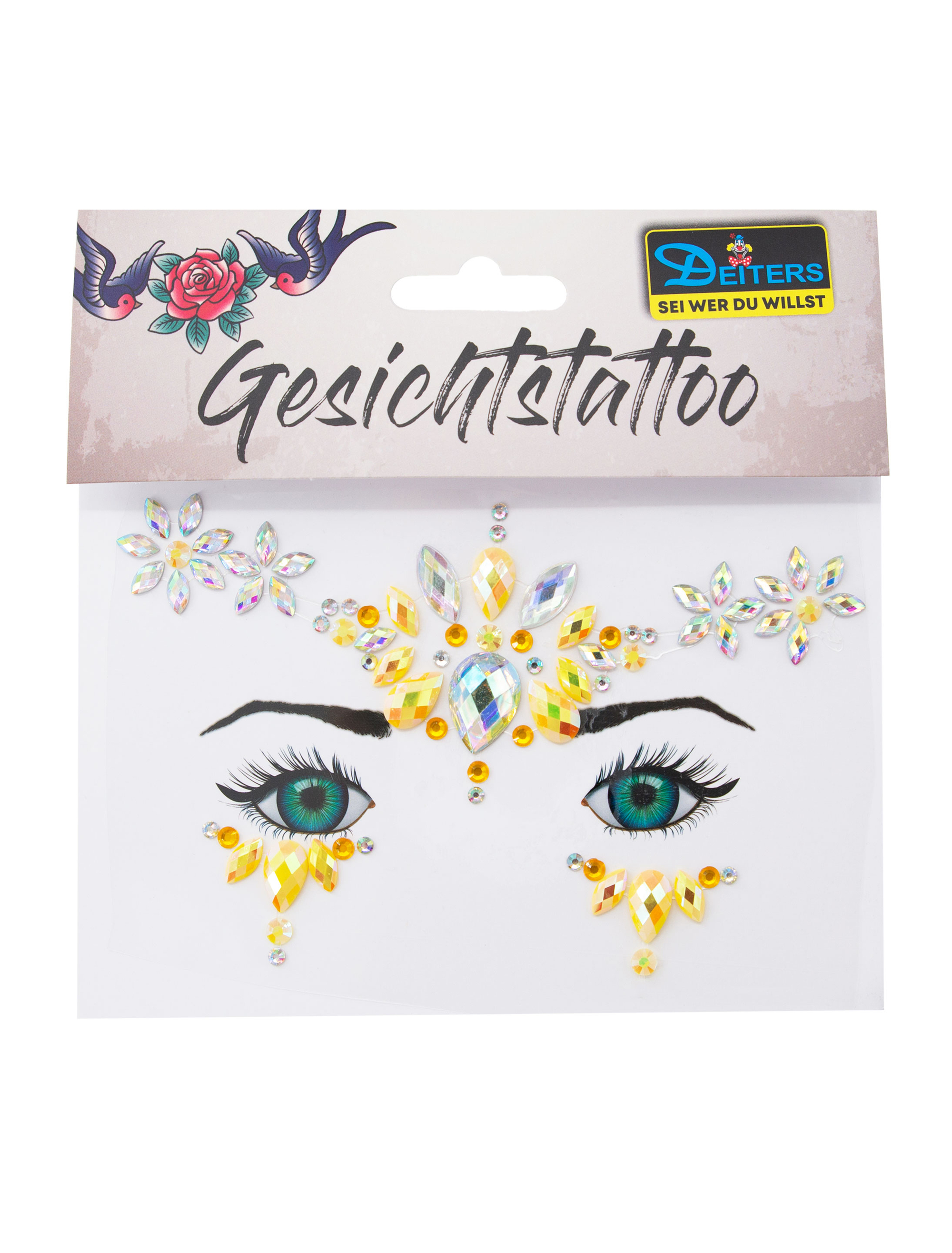 Gesichtsstrasssteine gold/silber Schminke für Karneval & Fasching