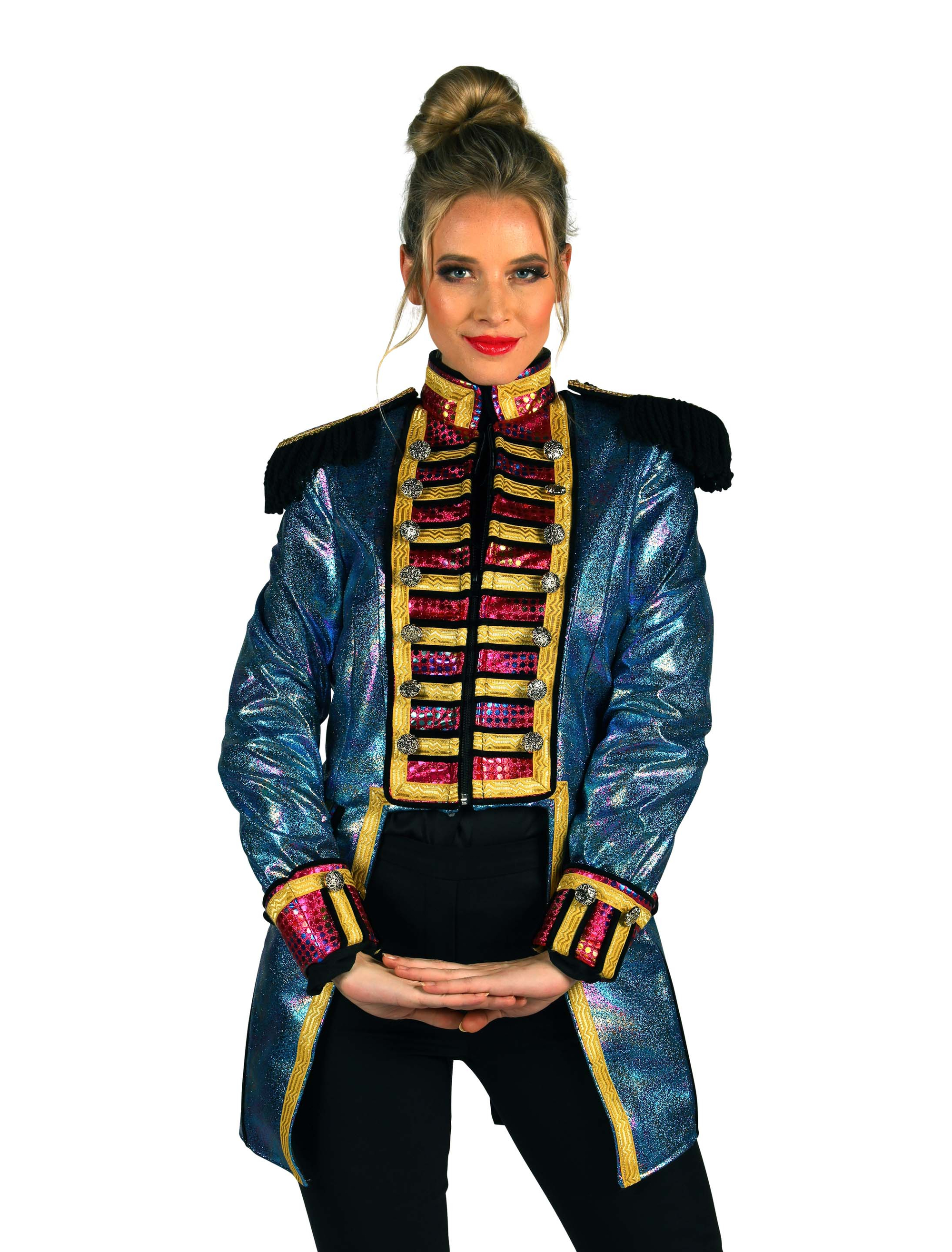 Jacke Zirkusdirektorin metallic Damen türkis XS