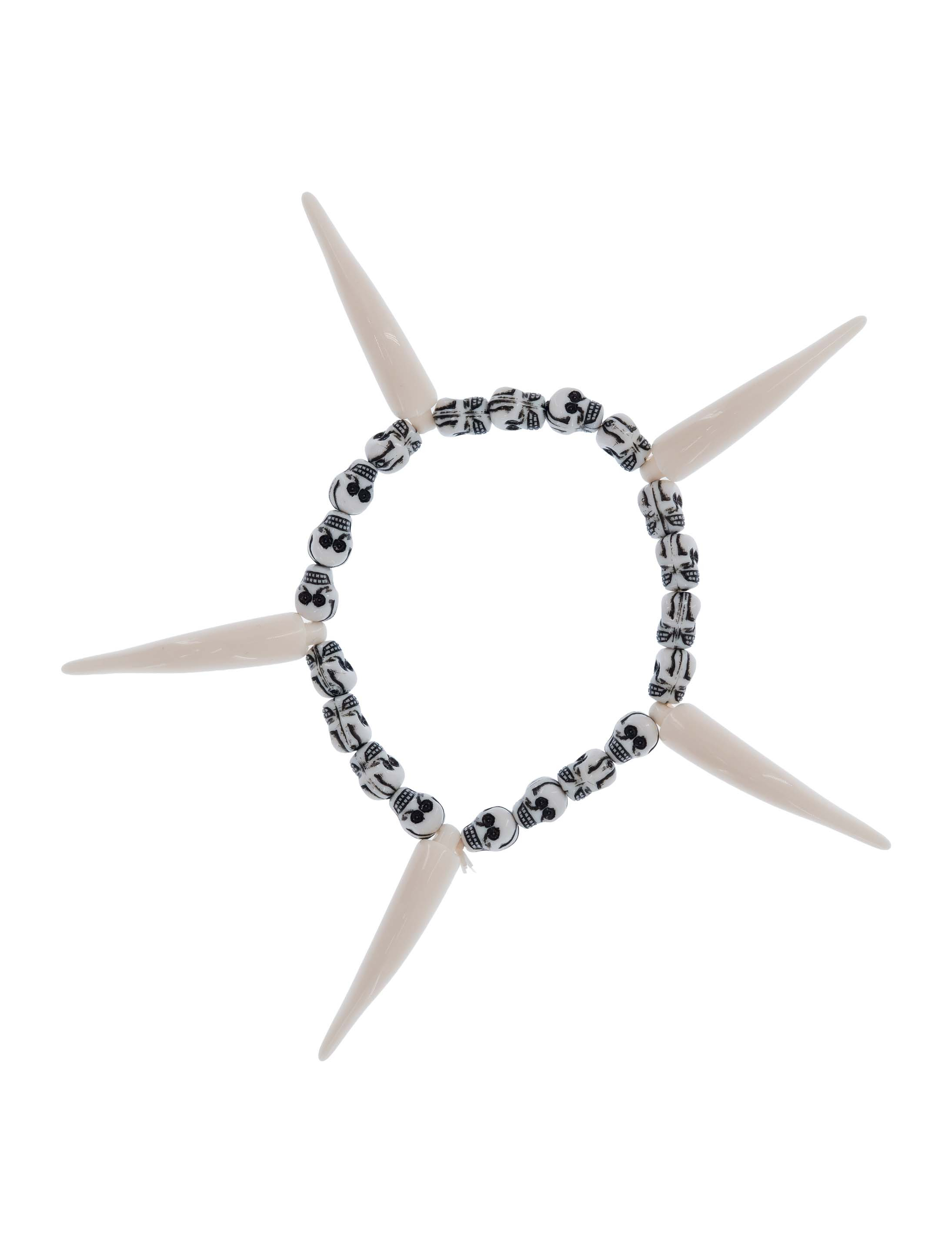 Kostümzubehör Armband Totenkopf-Perlen mit Zähnen schwarz/weiß