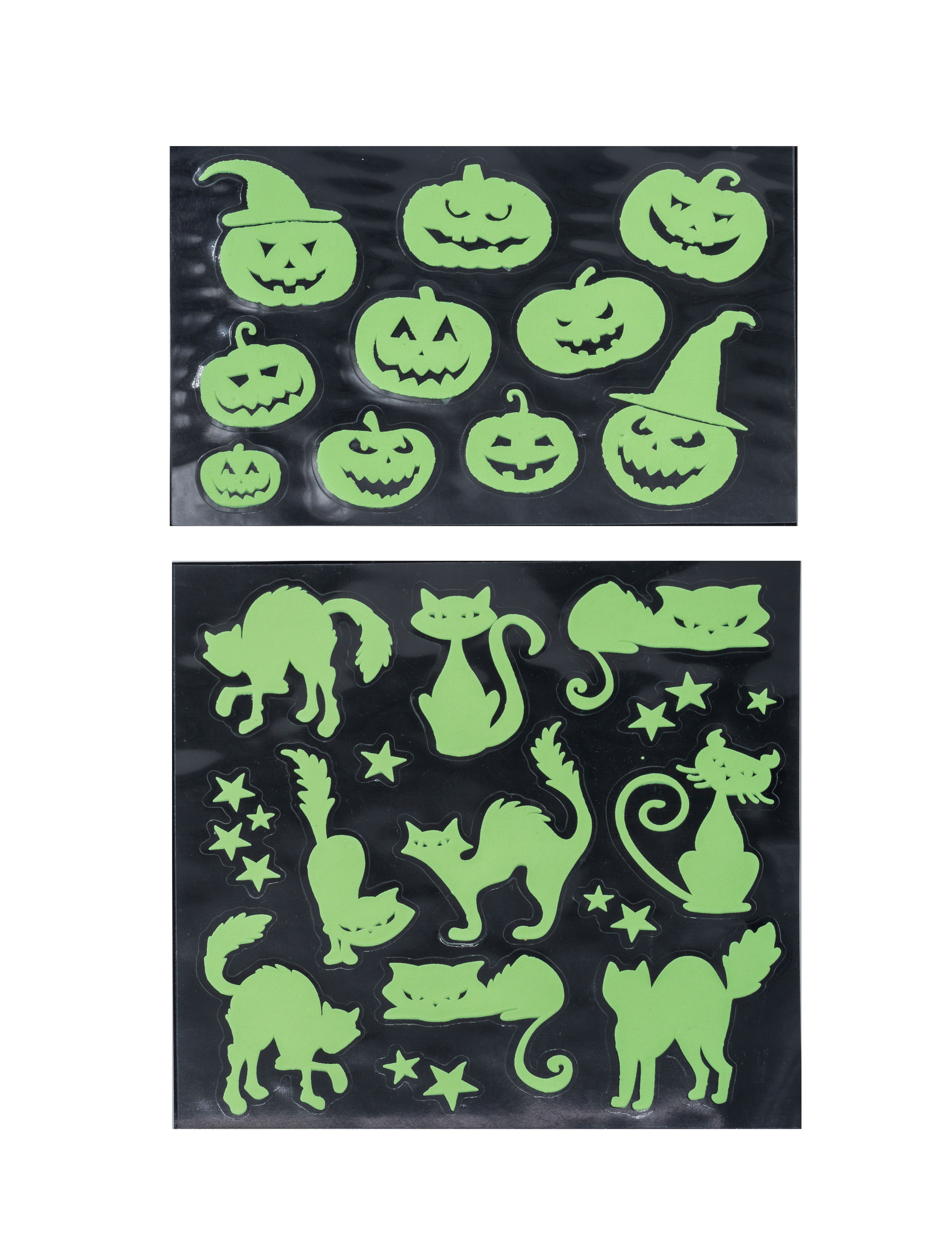 Kostümzubehör Sticker Kürbis/Katze leuchtend Farbe: grün