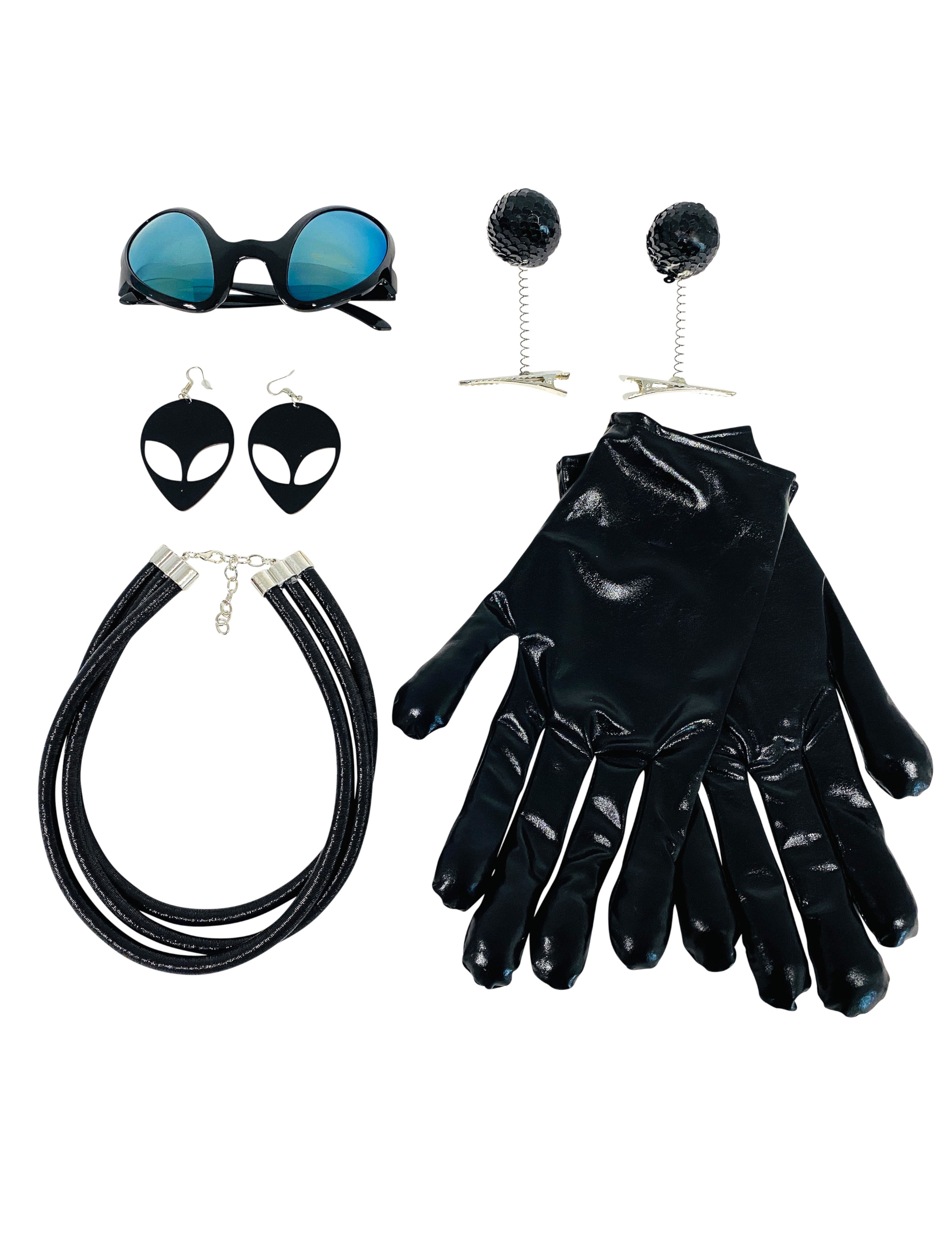 Kostümzubehör Alien Set schwarz 5-tlg.