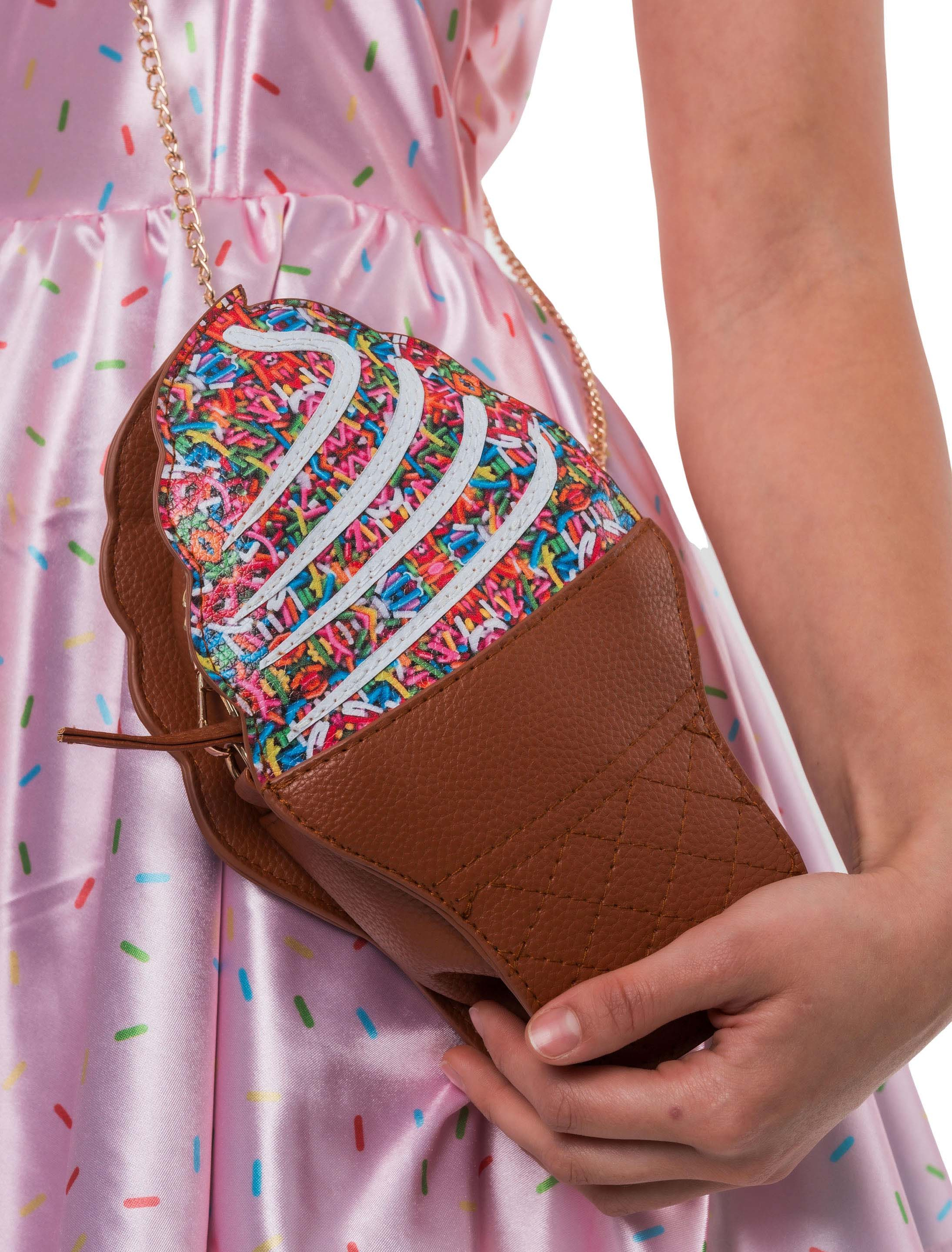 Kostümzubehör Tasche Eiswaffel bunt Farbe: bunt
