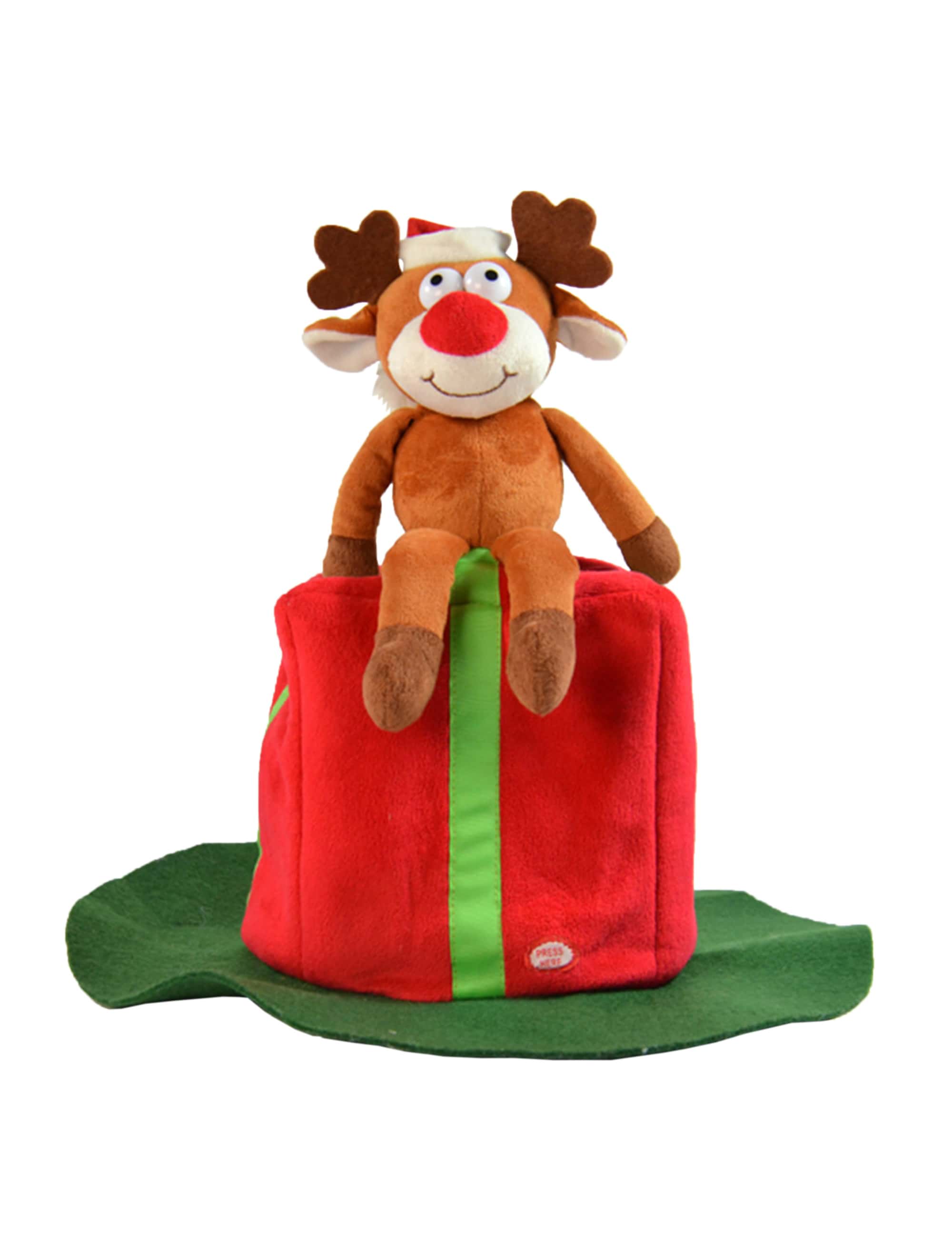 Kostümzubehör Rentiermütze tanzend mit Sound 38 x 35cm rot/braun one size