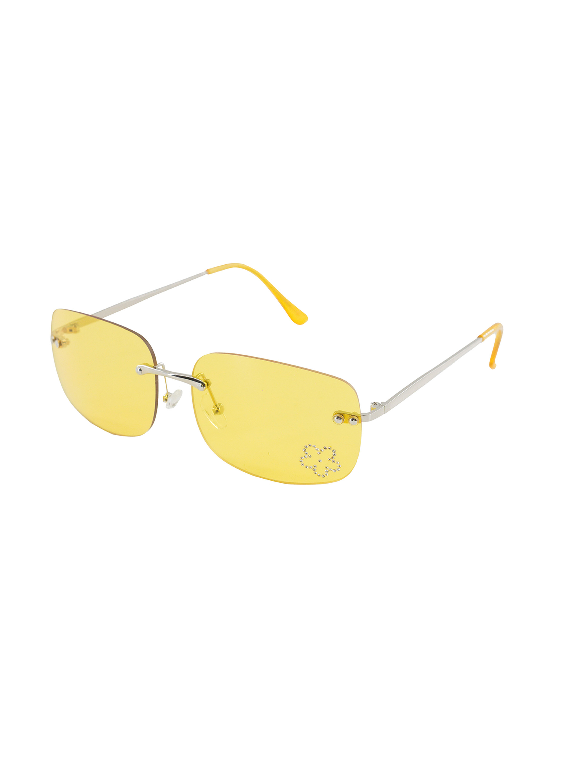 Kostümzubehör Brille mit Blumendiamant gelb