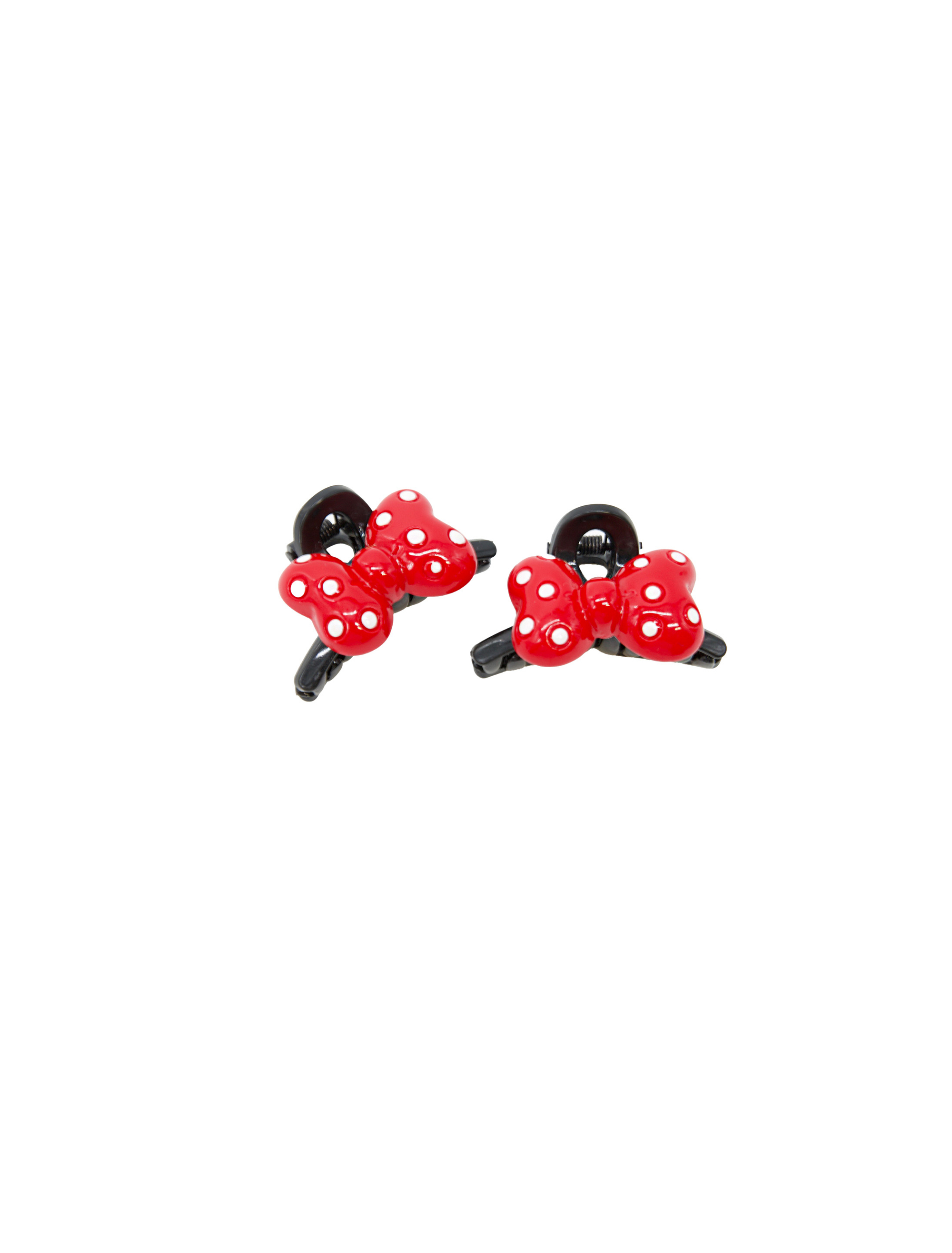 Kostümzubehör Haarclips Maus rote Schleife schwarz/weiß/rot