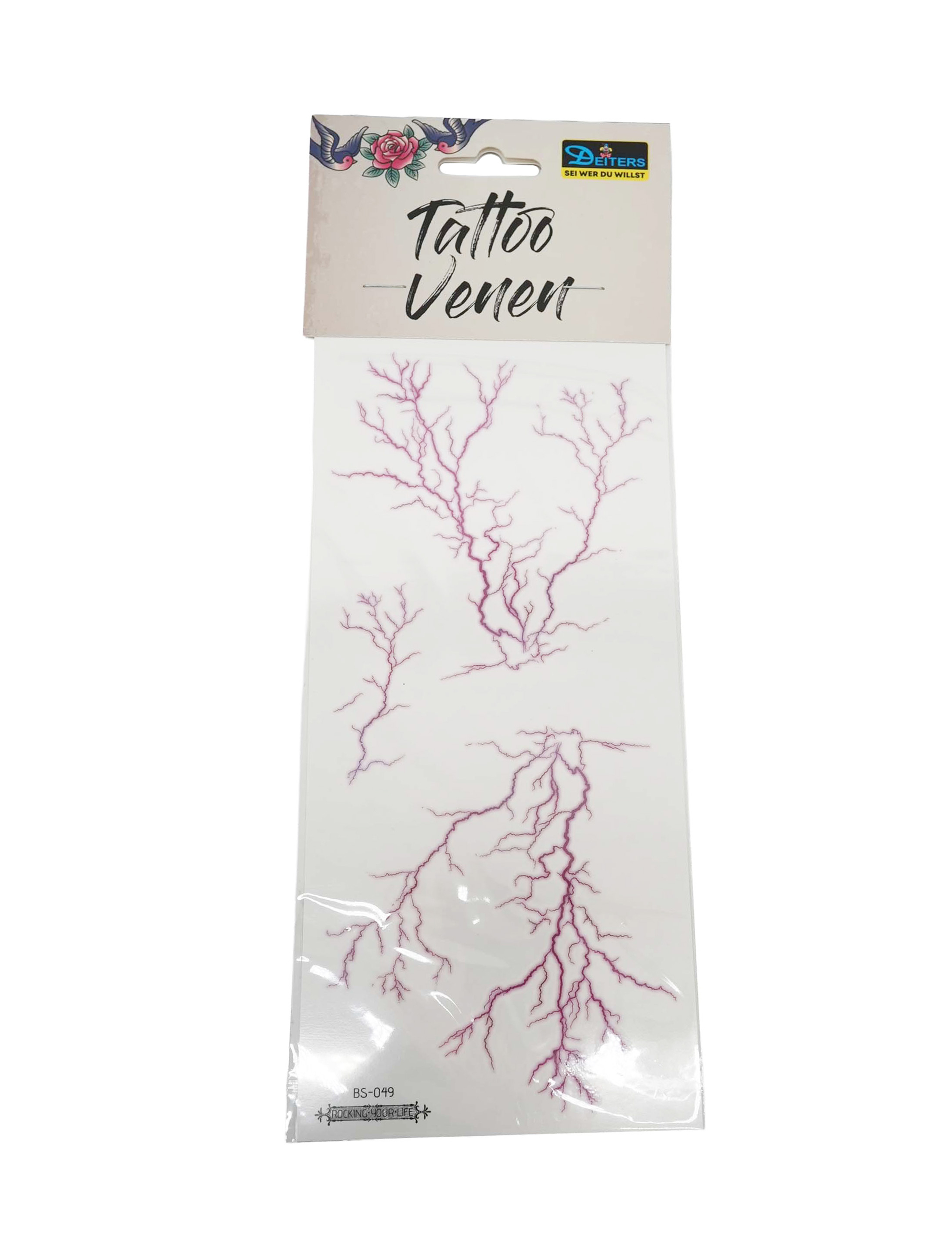 Kostümzubehör Tattoo Venen weinrot