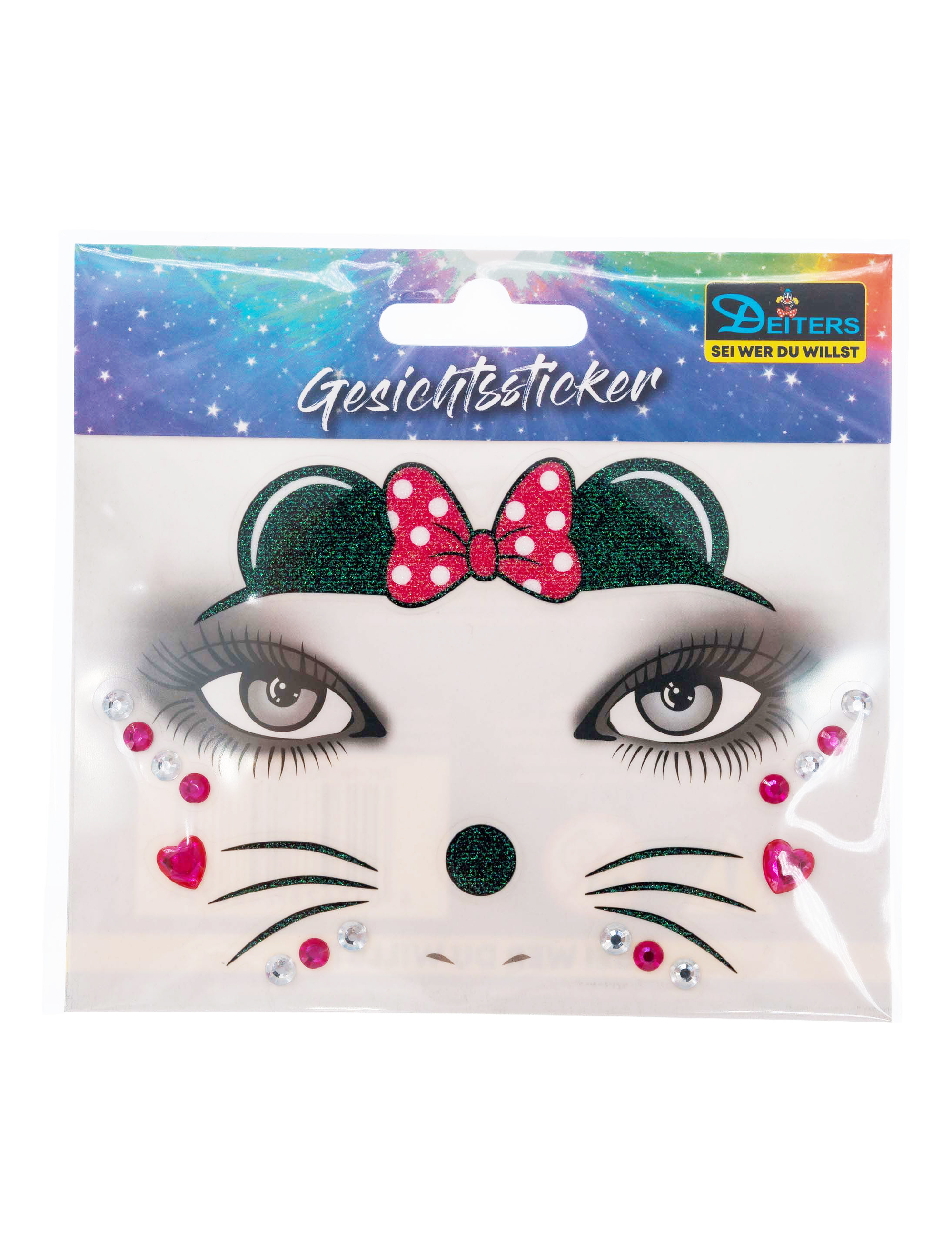 Kostümzubehör Gesichtstattoo Maus pink/schwarz
