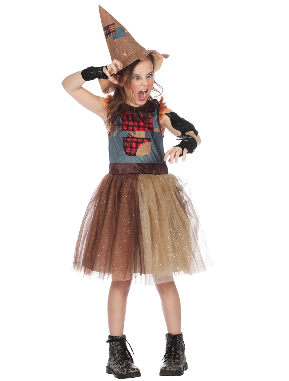 Kleid Vogelscheuche Kinder 2-tlg. Mädchen braun 152