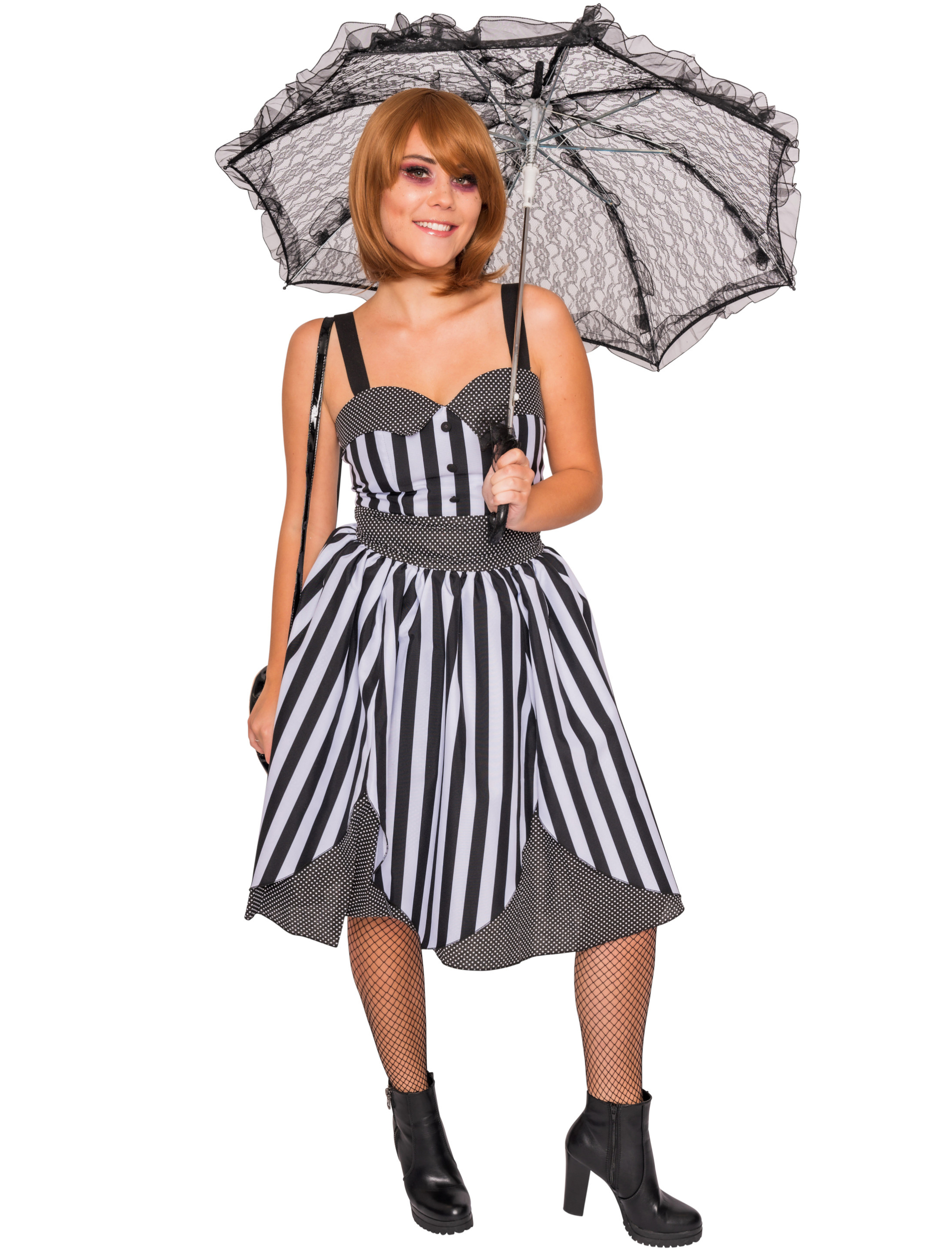Kleid gestreift Damen schwarz/weiß 2XL