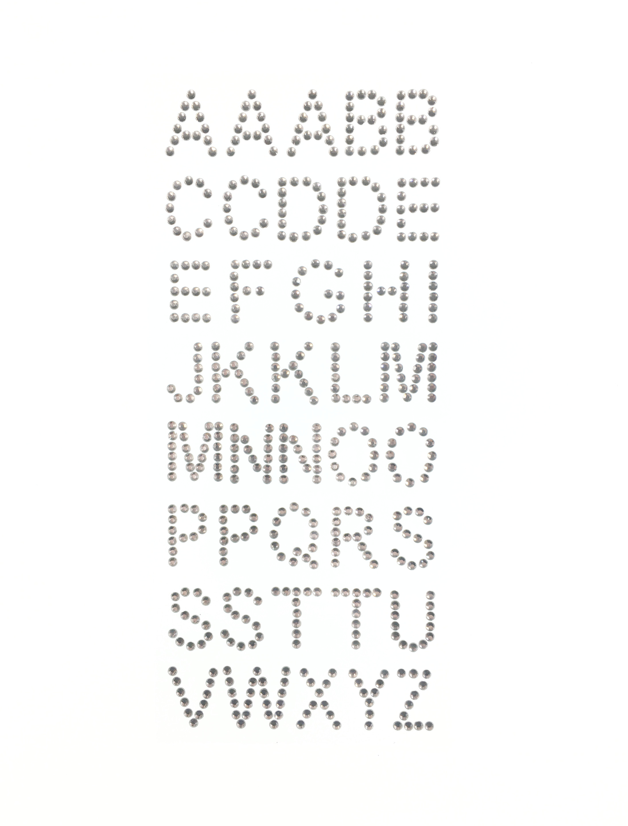 Strasssticker A-Z 40 Stk. silber Schminke für Karneval & Fasching