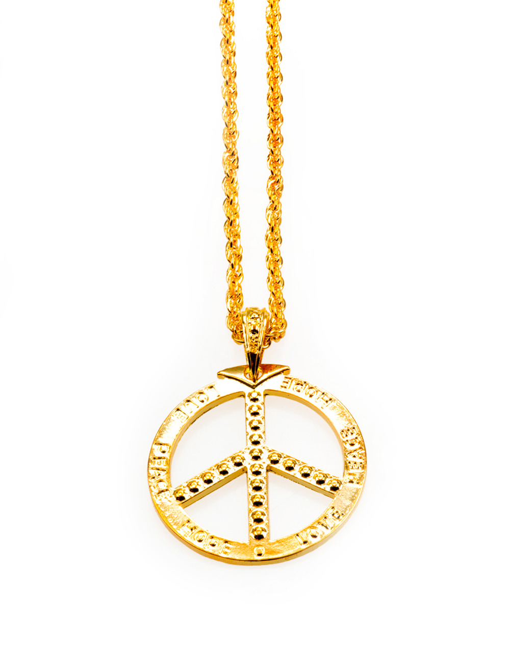 Kostümzubehör Halskette mit Peacezeichen gold
