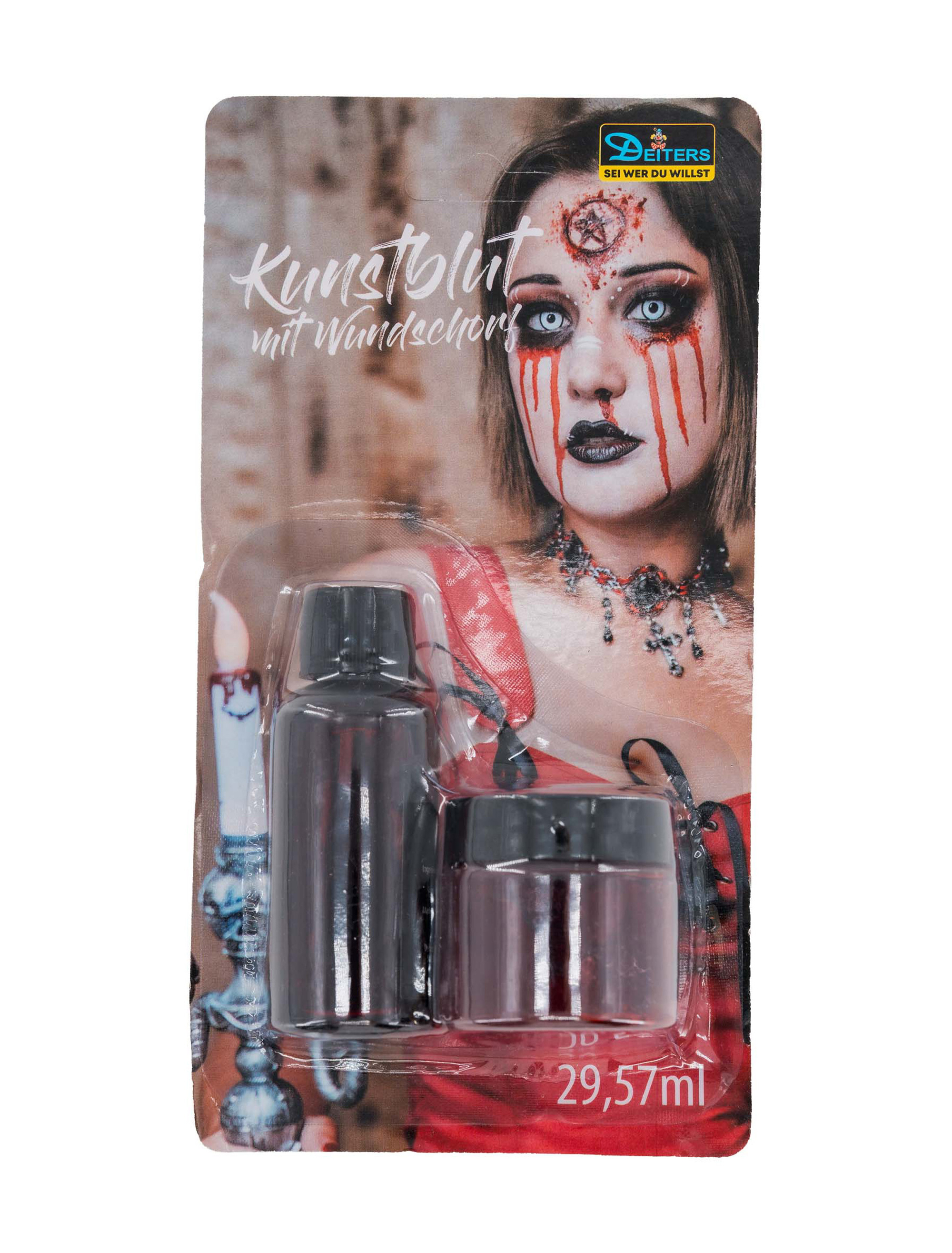 Kunstblut mit Wundschorf 29,57ml rot Schminke für Karneval & Fasching