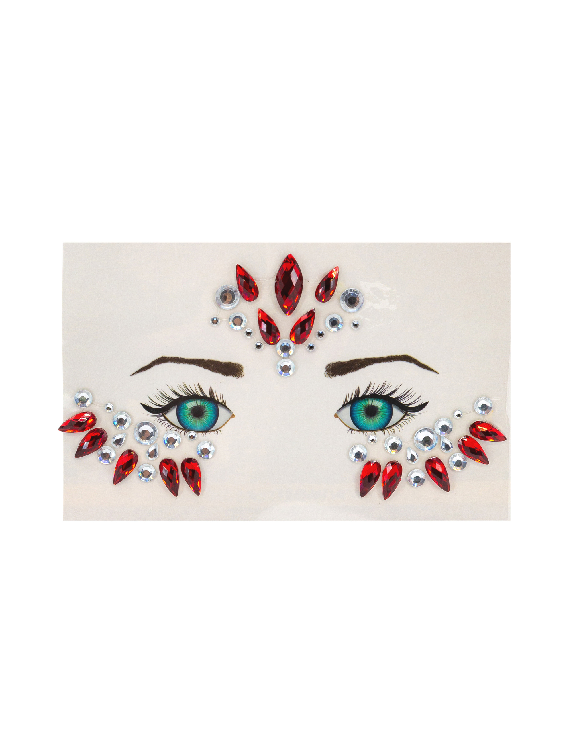 Gesichtsstrasssteine rot/silber Schminke für Karneval & Fasching