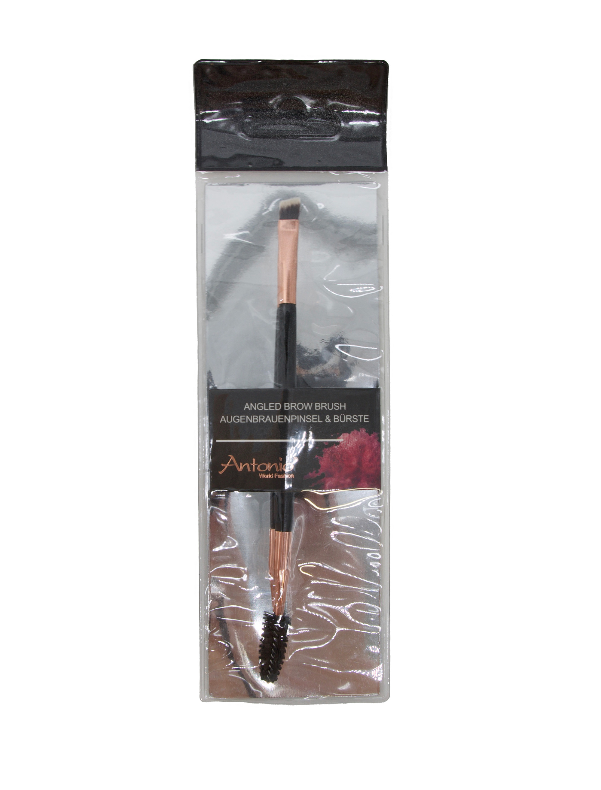Augenbrauenpinsel mit Bürste 17 cm rosegold Schminke für Karneval & Fasching