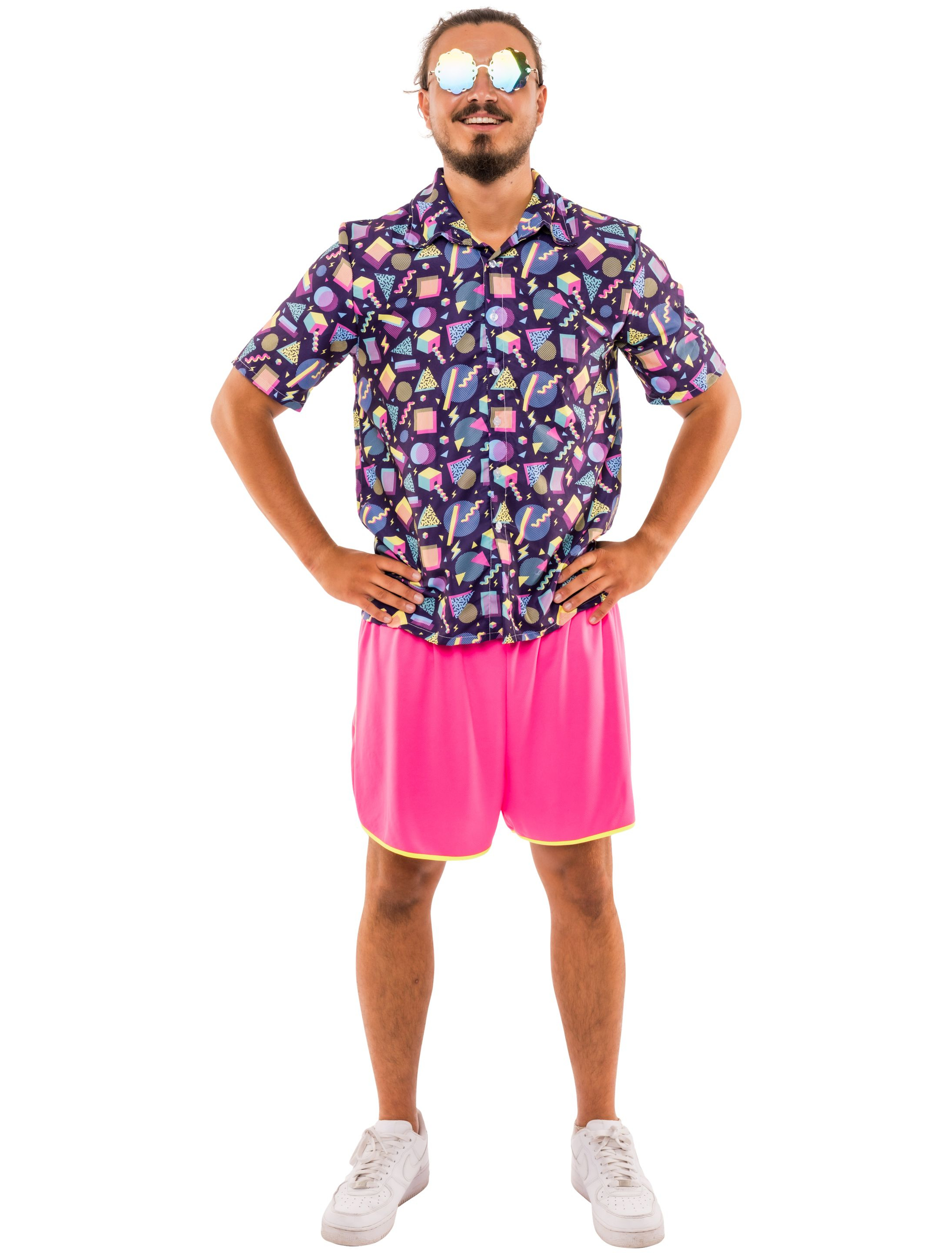 Hemd mit Print Geometrisch Herren blau XL