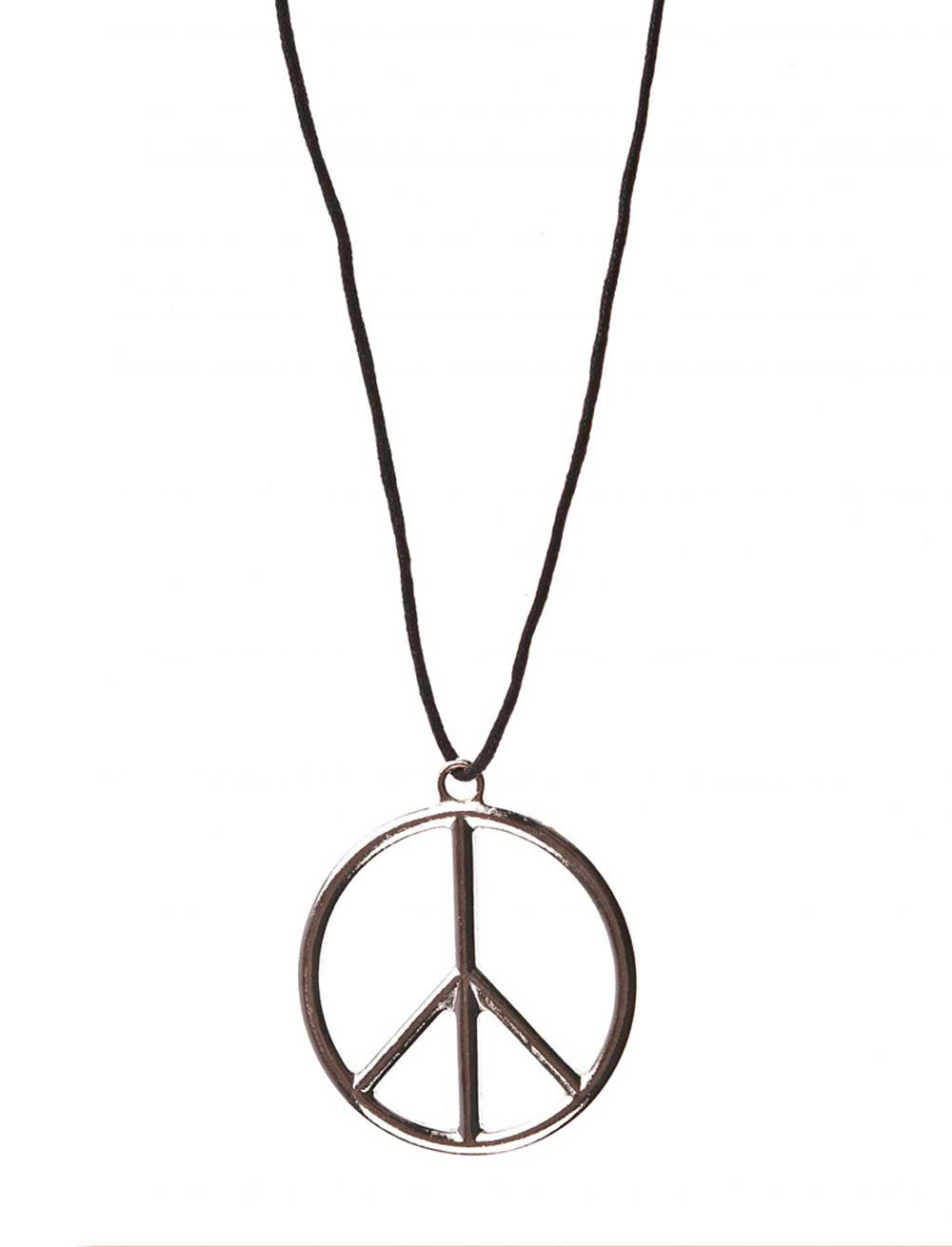 Kostümzubehör Halskette Peace Metallanhänger am Band Farbe: silber