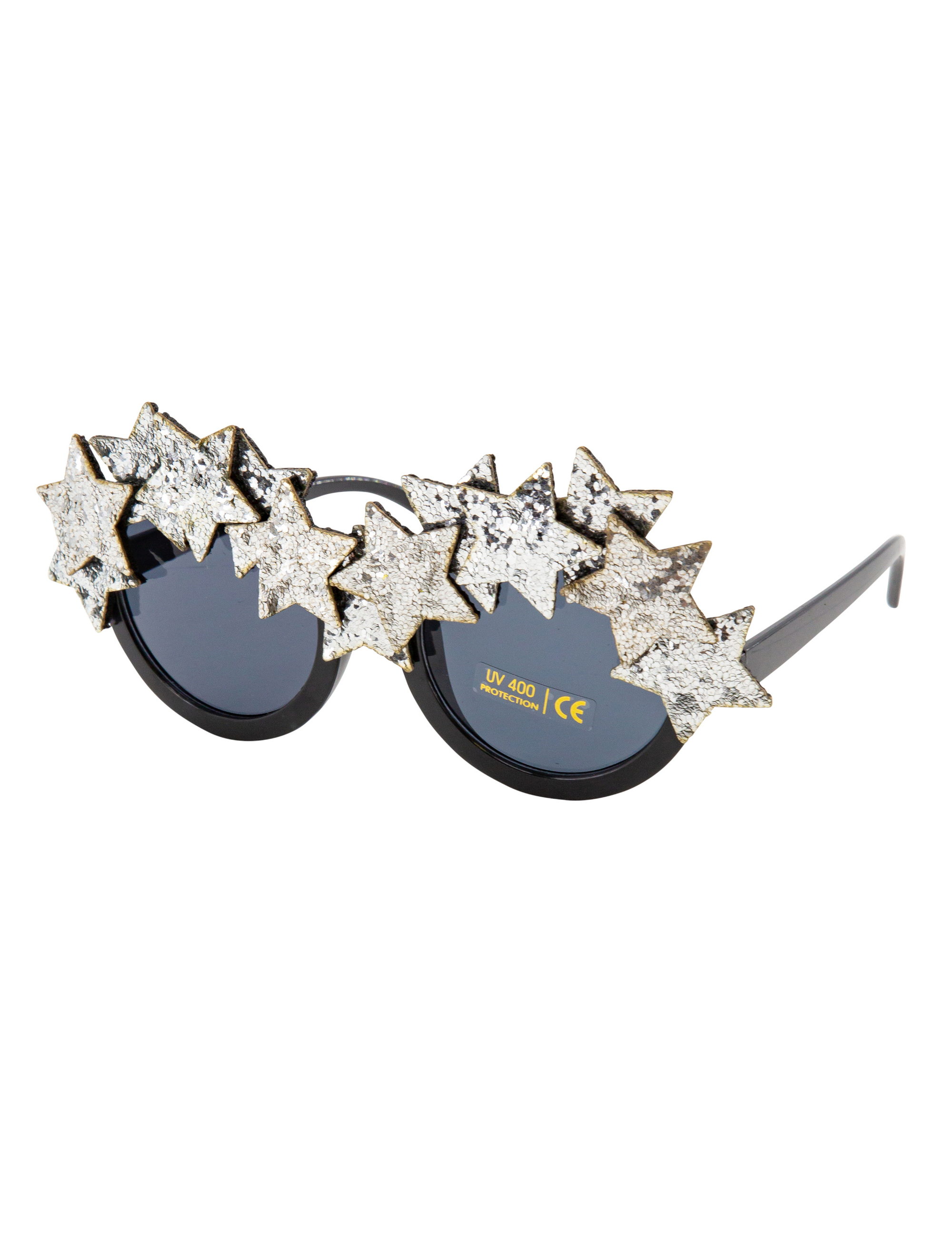Kostümzubehör Brille mit Sternen schwarz/silber
