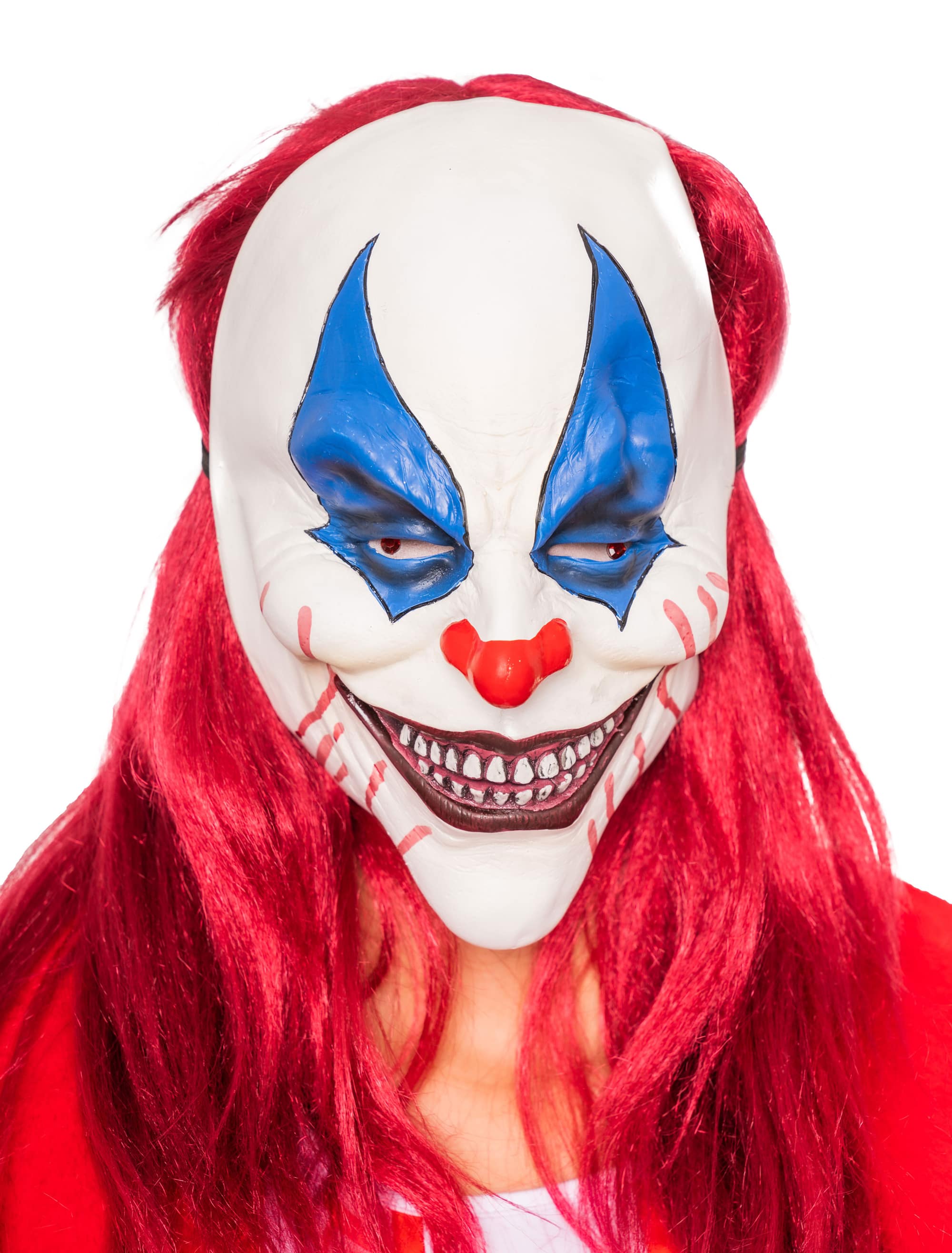 Kostümzubehör Latexmaske lachender Clown Farbe: mehrfarbig