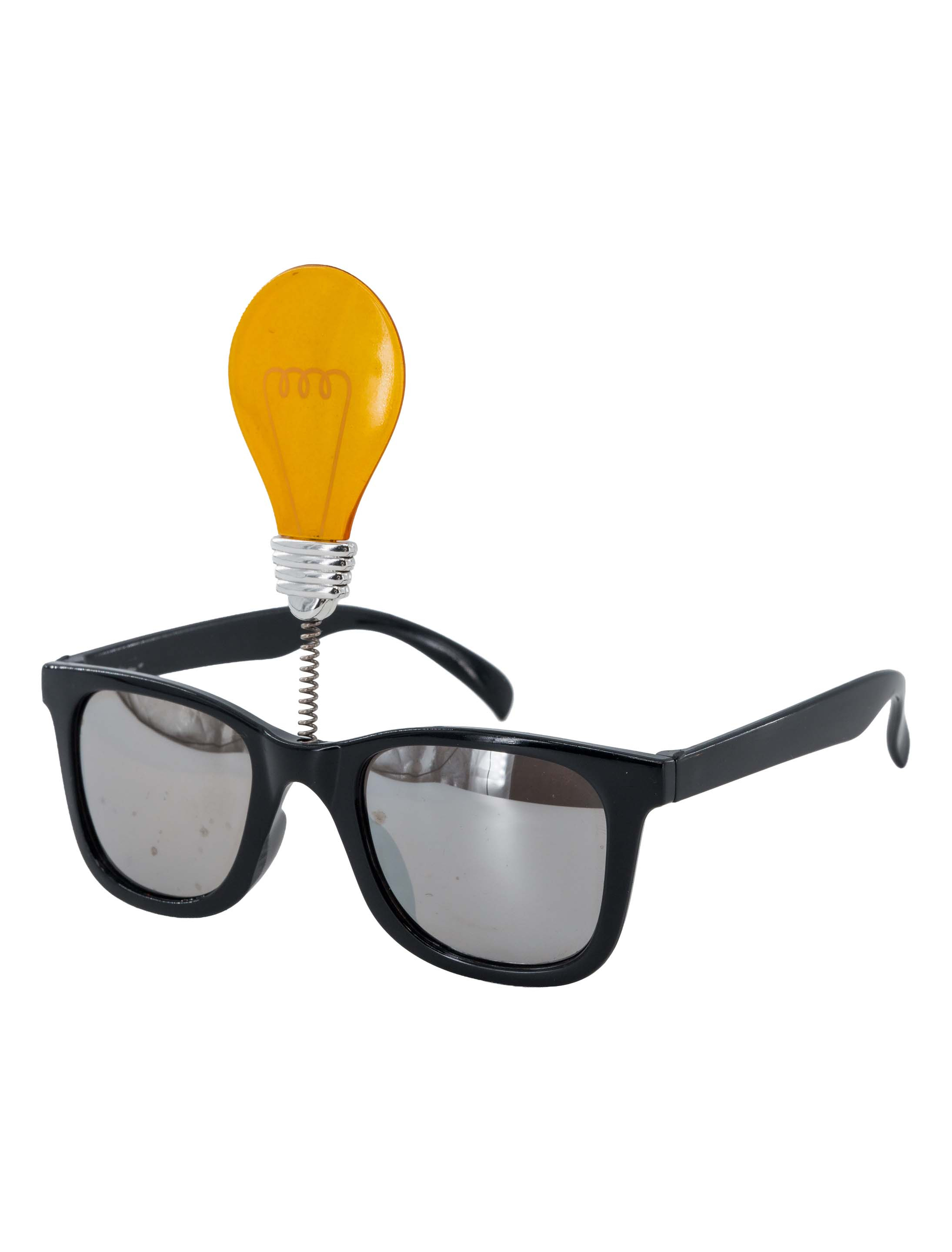 Kostümzubehör Brille mit Glühbirne schwarz/gelb