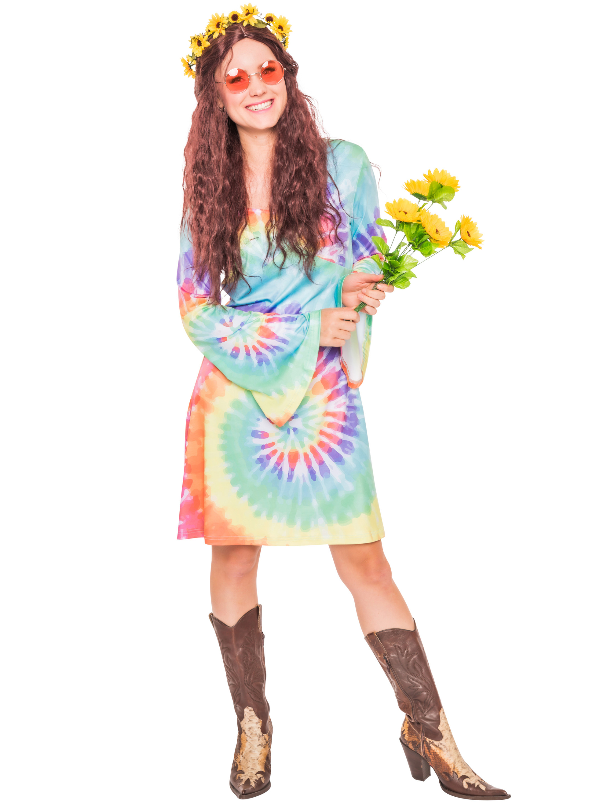 Kleid Batik Regenbogen Damen bunt L Farbe: rainbow