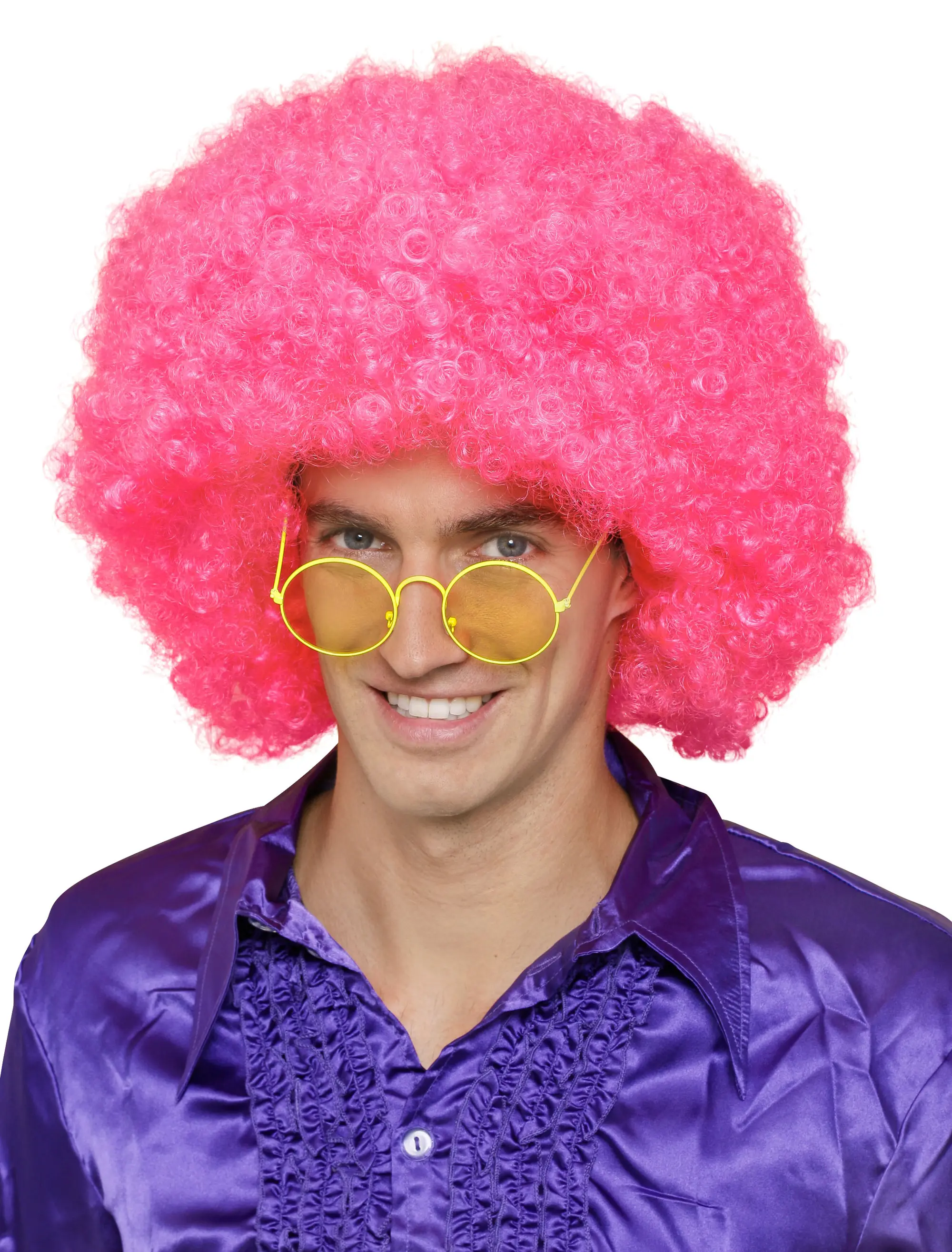 Kostümzubehör Kostümzubehör Perücke Hippie Lockenkopf neonpink one size