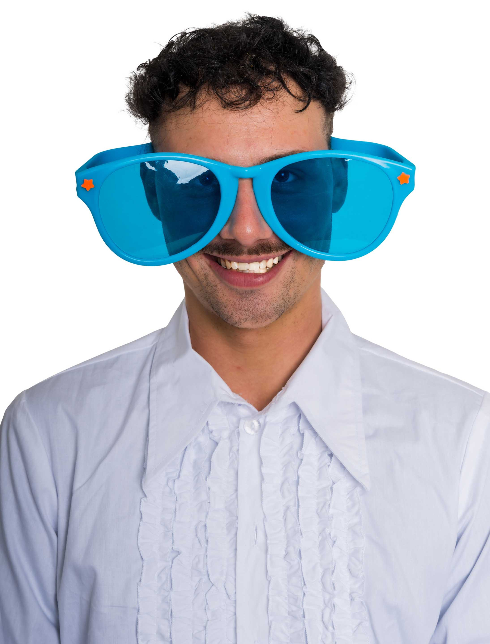 Kostümzubehör Brille riesig blau