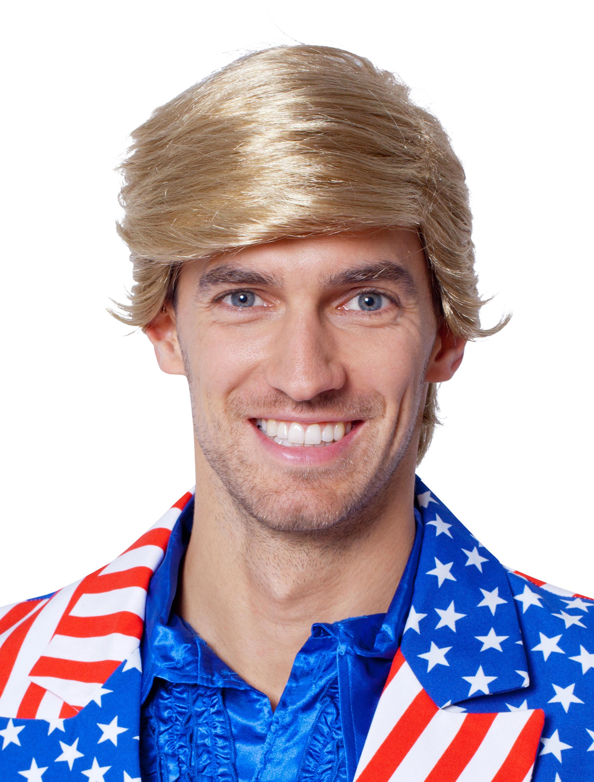 Kostümzubehör Perücke Donald kurz glatt Föhnfrisur blond