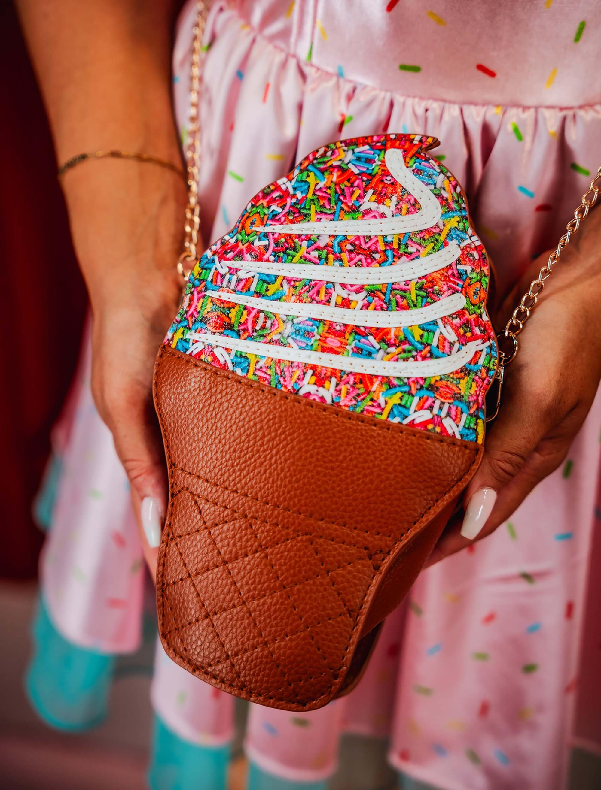 Kostümzubehör Tasche Eiswaffel bunt Farbe: bunt