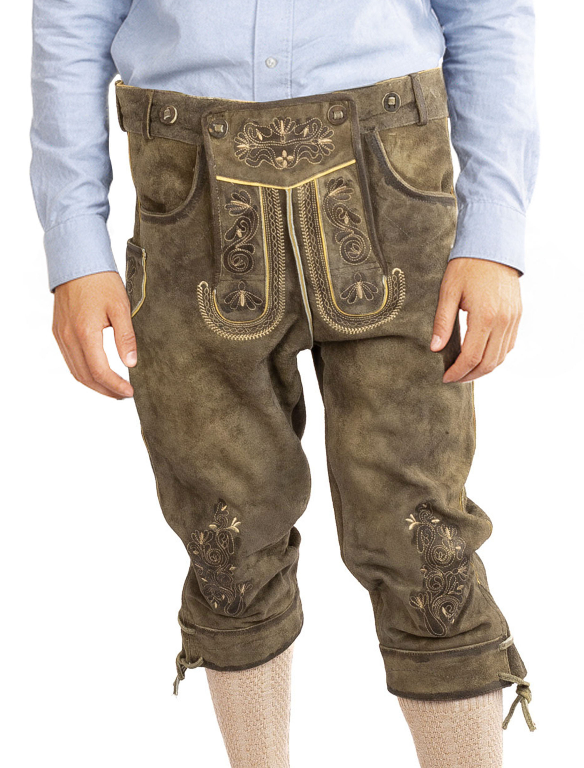 Lederhose Siegfried 3/4 lang Herren braun M