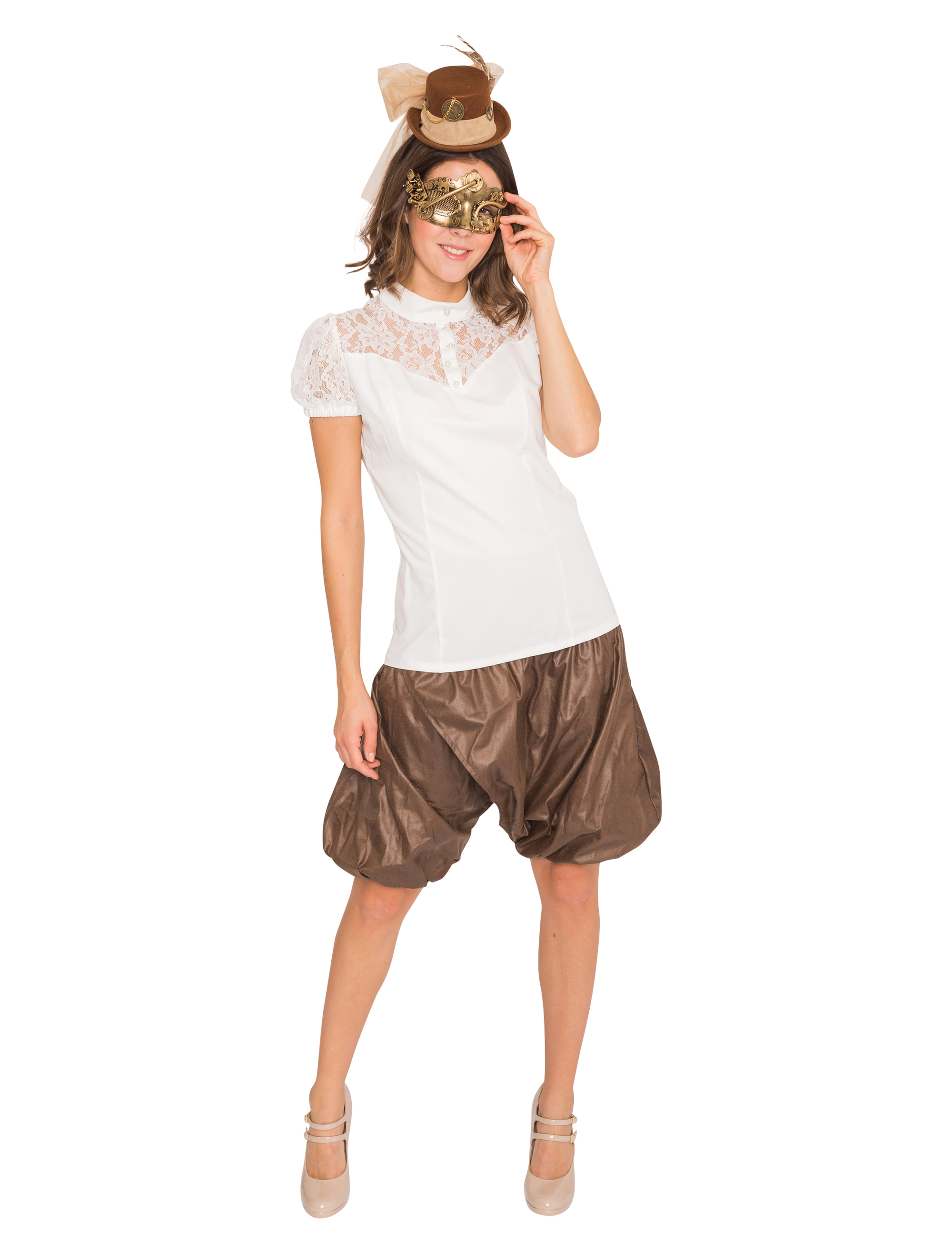 Bluse mit Spitze weiß XL