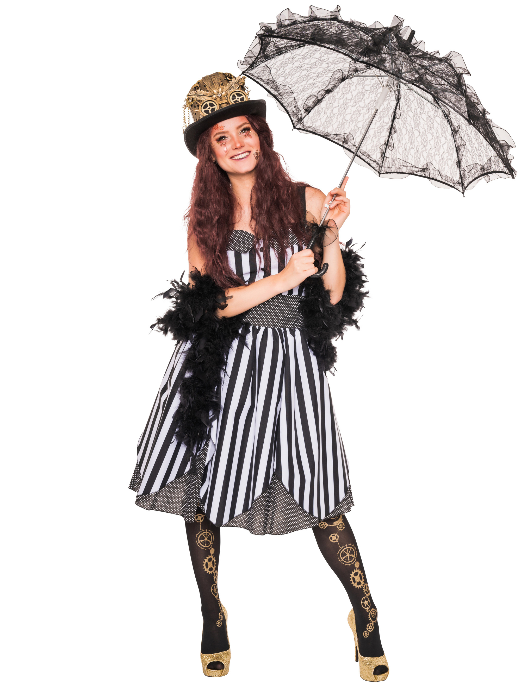 Kleid gestreift Damen schwarz/weiß XL
