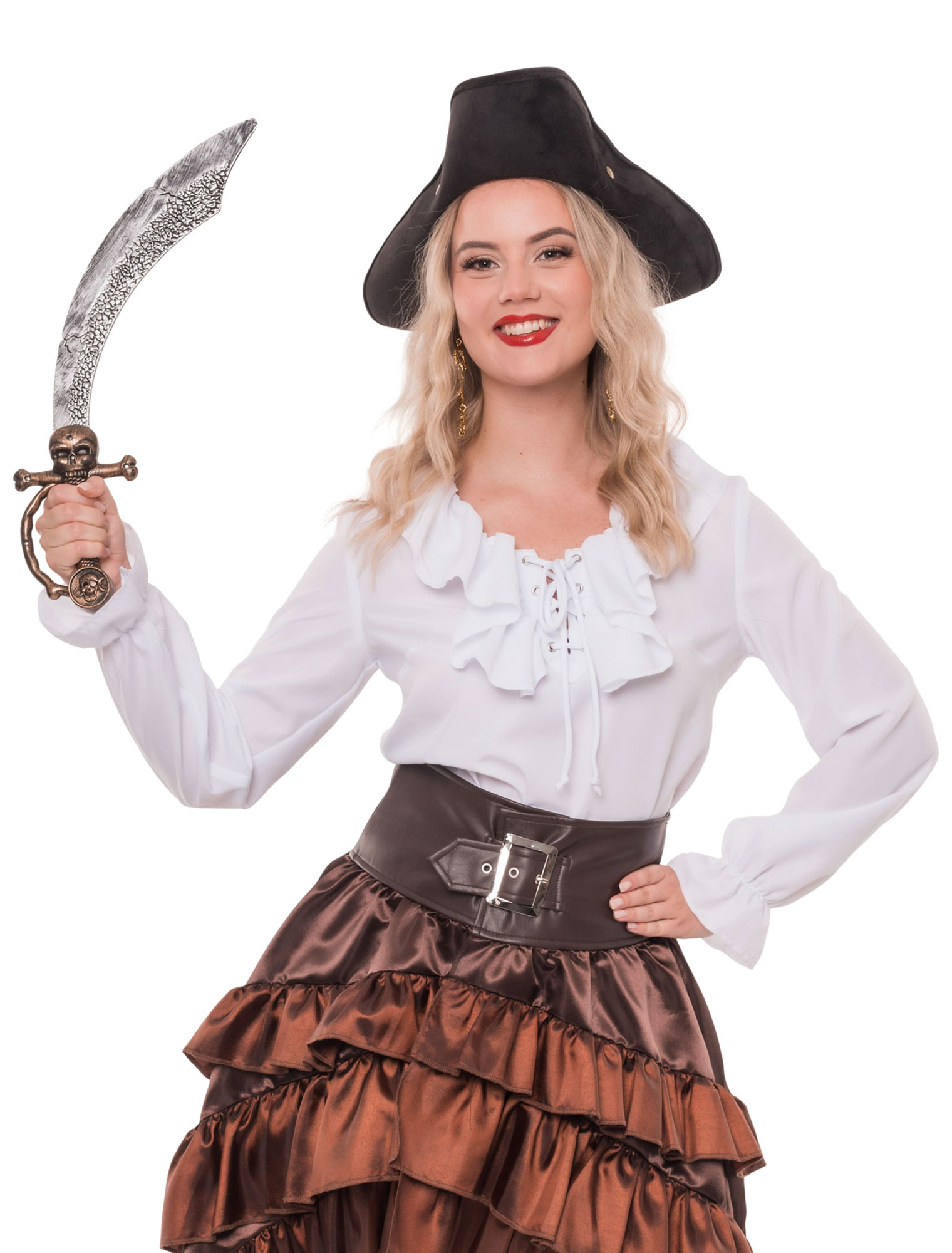 Bluse Piratin Damen weiß 4XL/5XL