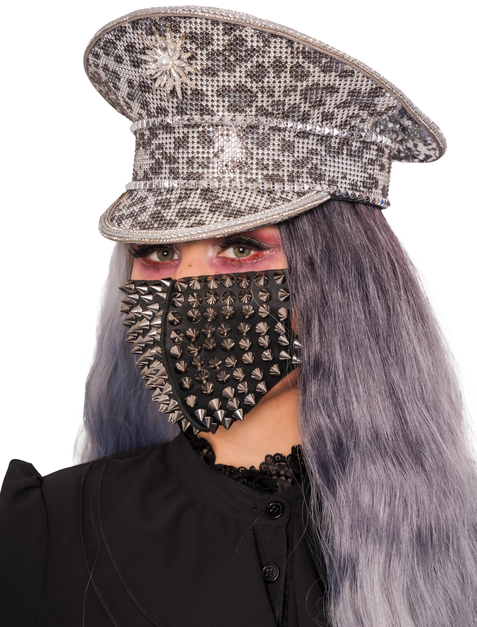 Kostümzubehör Kappe Leopard silber one size