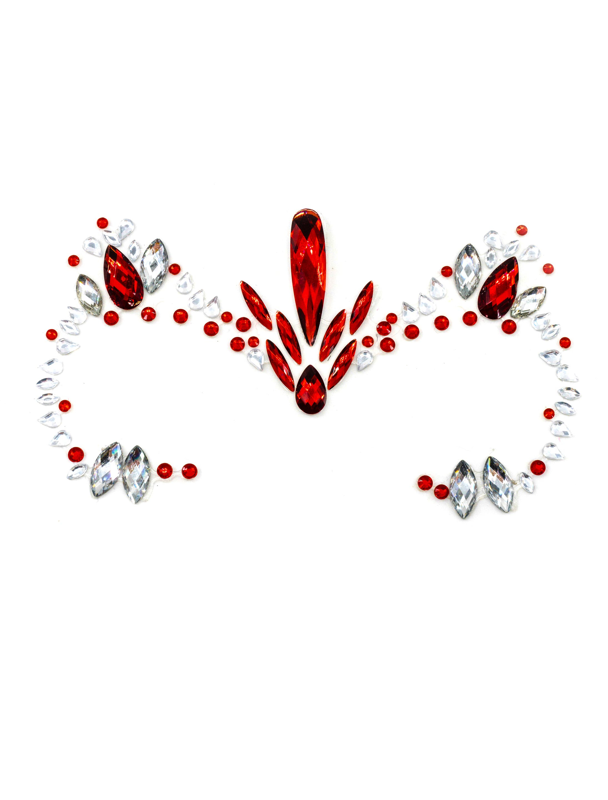 Gesichtsstrasssteine Elegant rot/silber Schminke für Karneval & Fasching