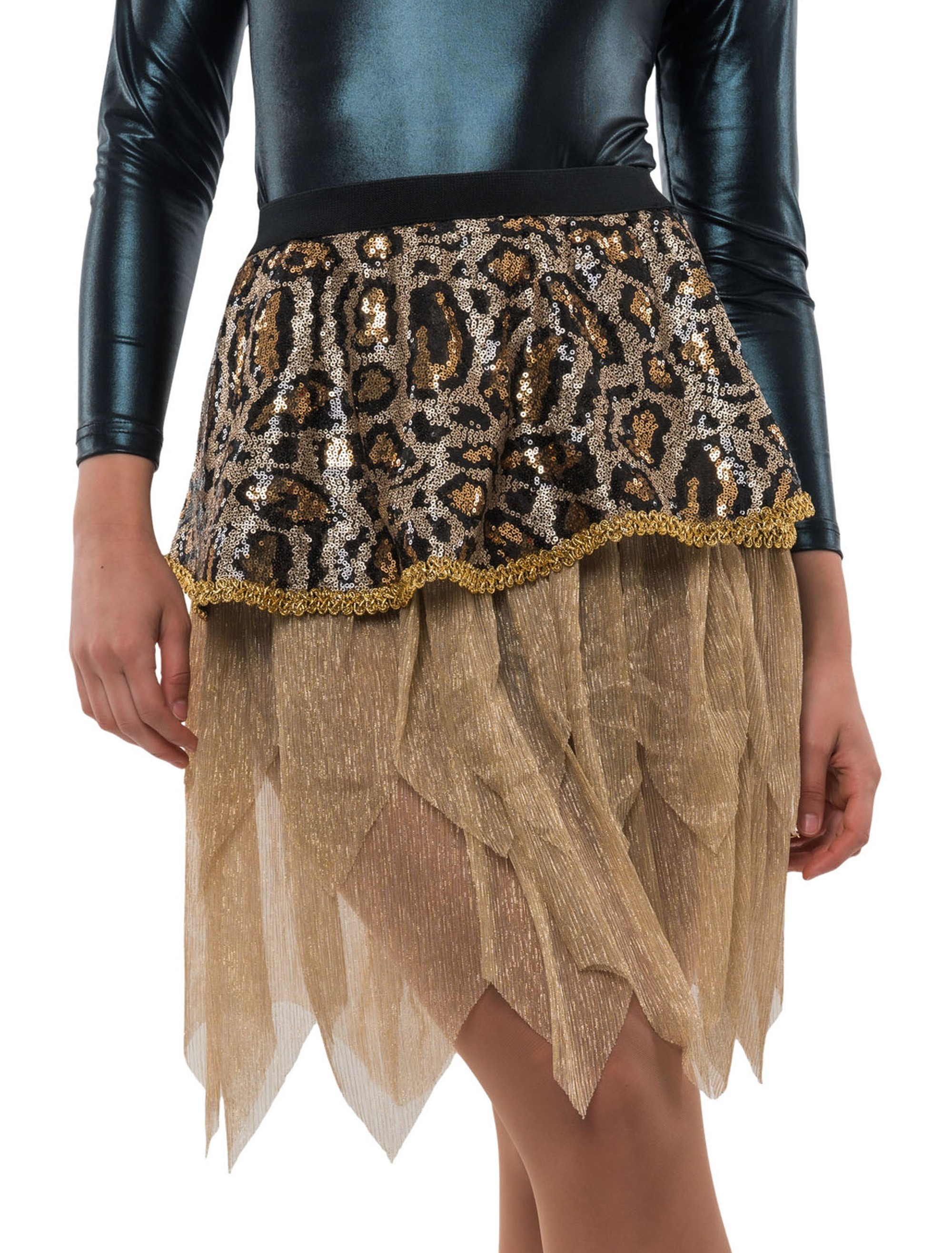 Rock Pailletten Leopard Damen braun/gold S/M