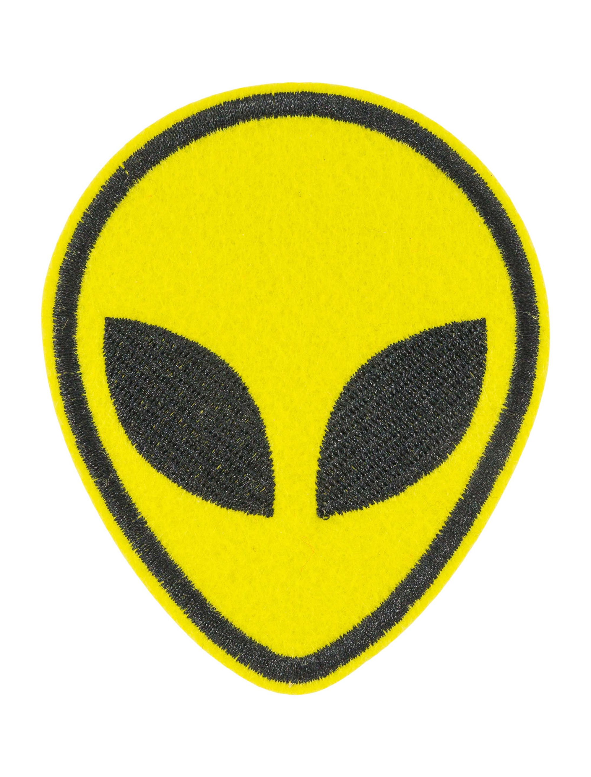 Kostümzubehör Bügelpatch Alien 9,5cm schwarz/gelb