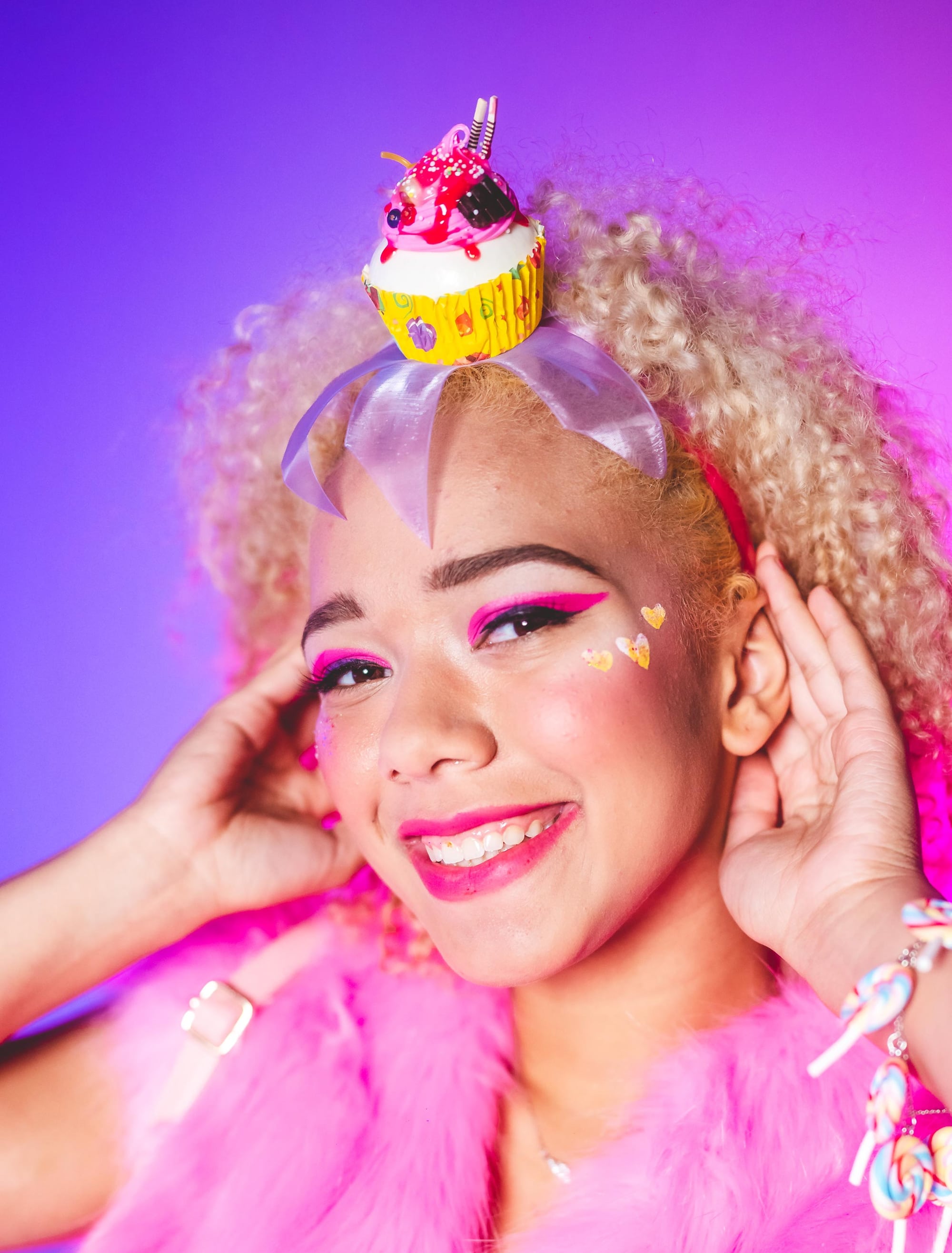 Kostümzubehör Haarreif Candy Cupcake Damen pink