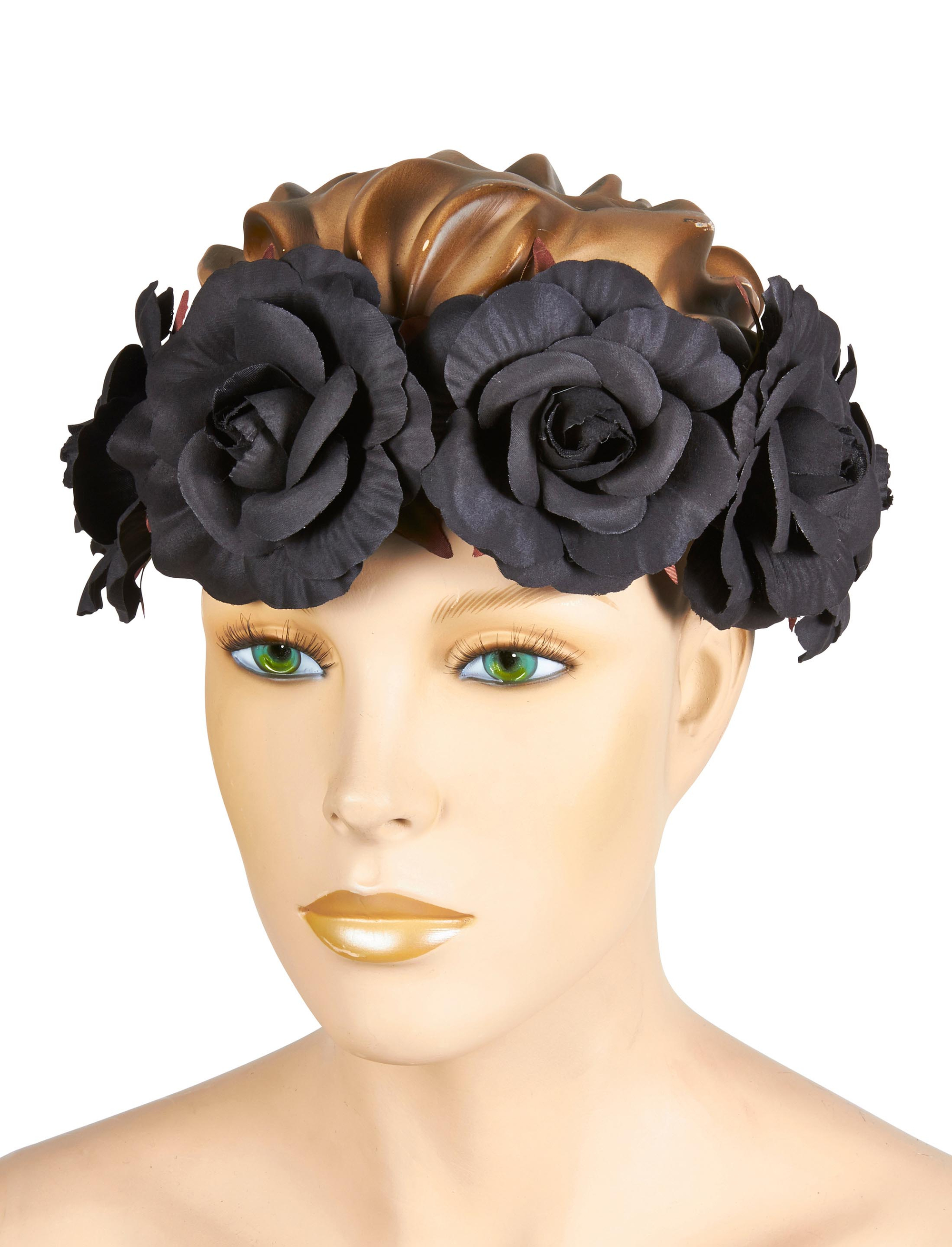 Kostümzubehör Haarband Rosen Damen schwarz