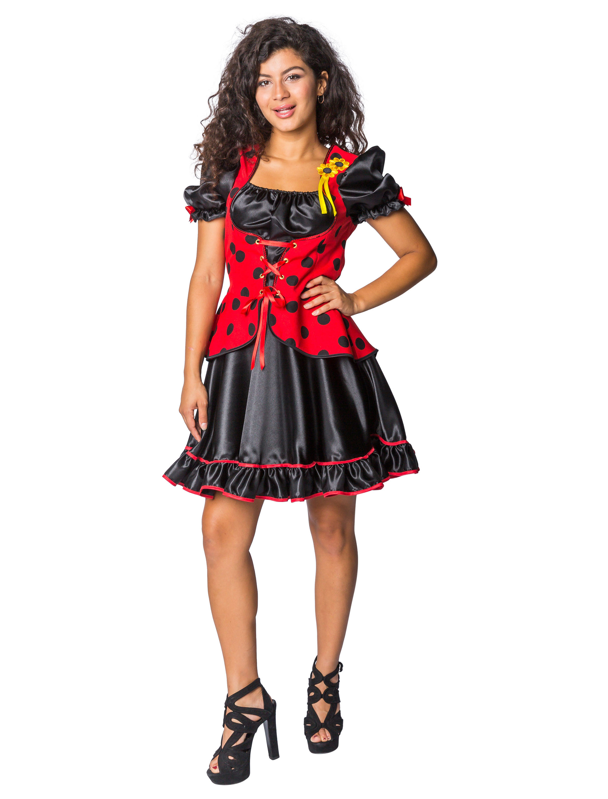 Kleid Marienkäfer Damen schwarz/rot 2XL