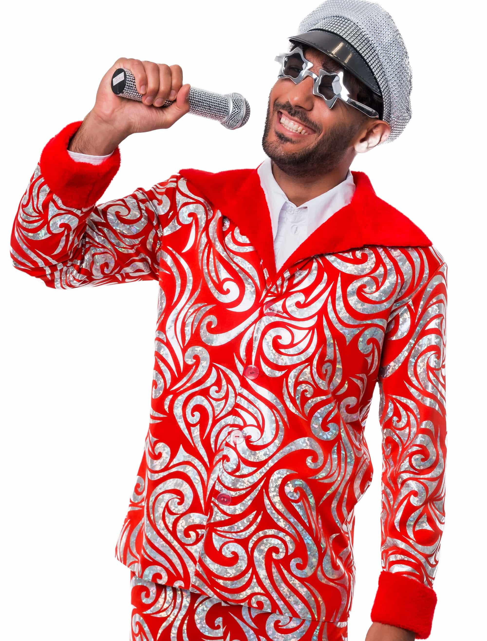 Jacke Swirls mit Kunstfell Herren rot/silber L/XL
