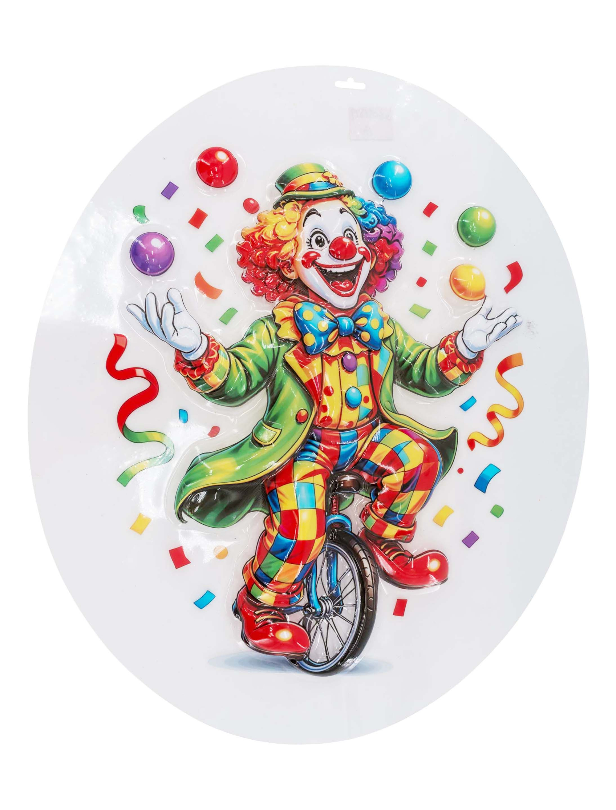 Wanddeko Clown mit Einrad 60cm bunt Farbe: bunt