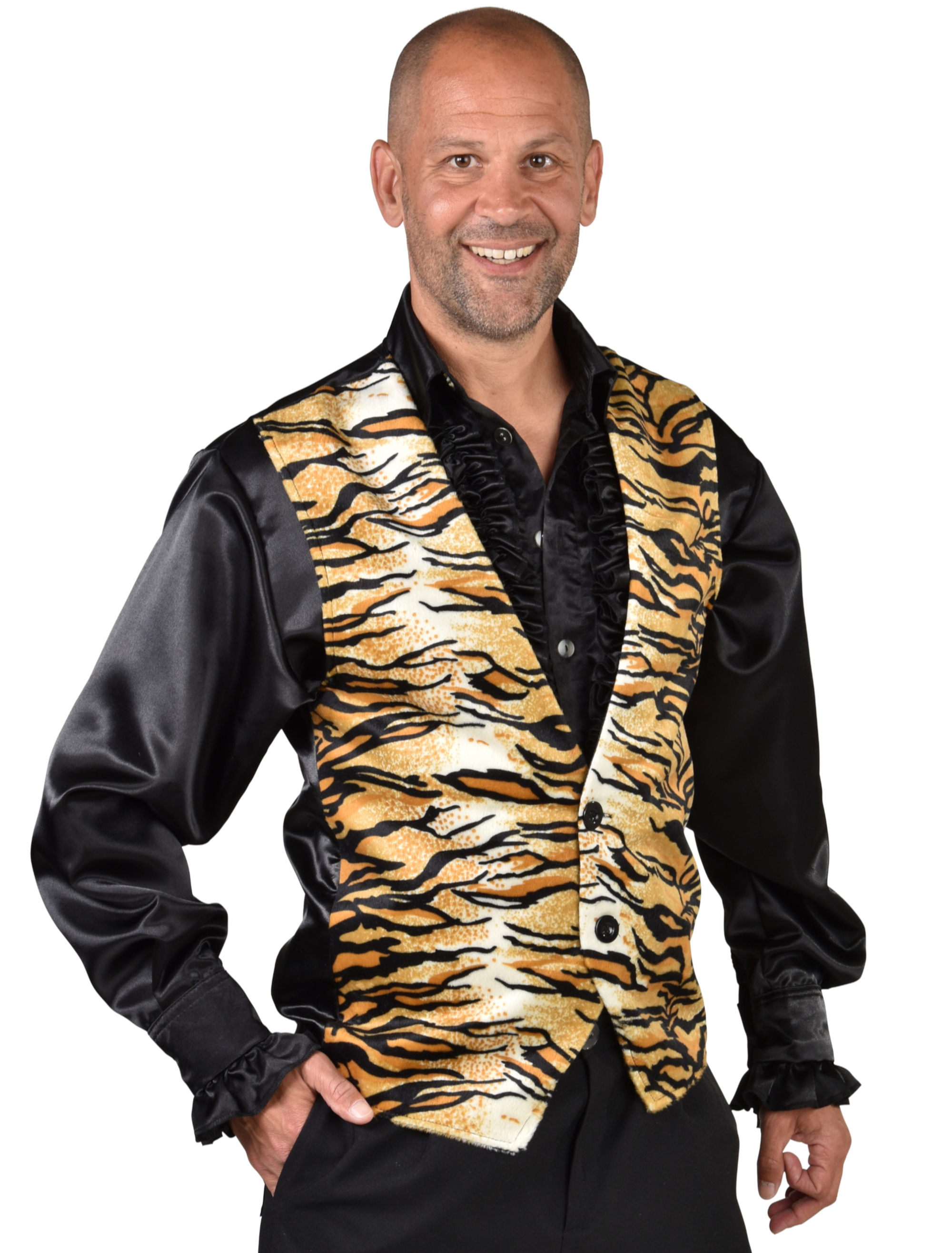 Weste Tigermuster Herren braun 2XL/3XL