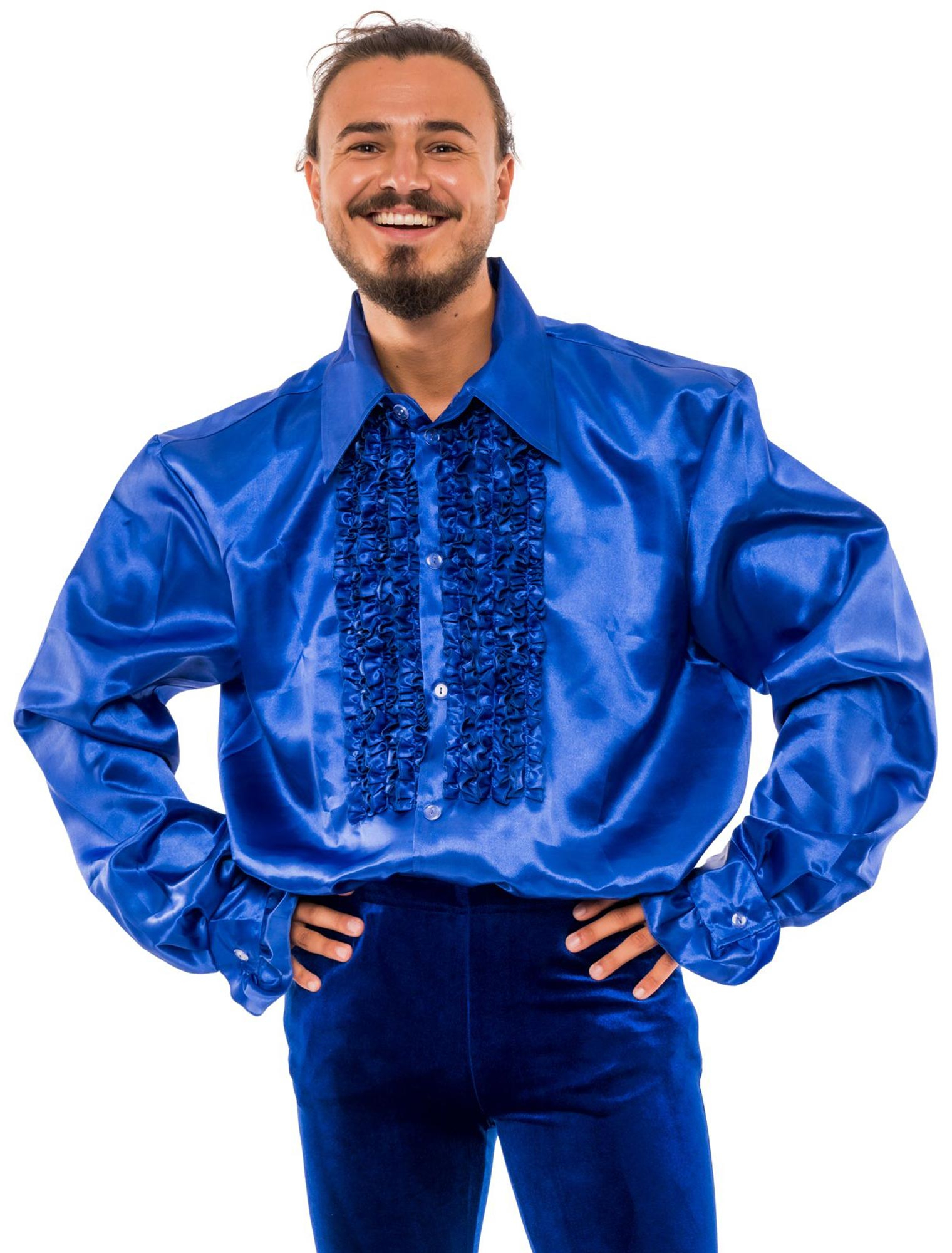 Hemd Satin Herren blau M