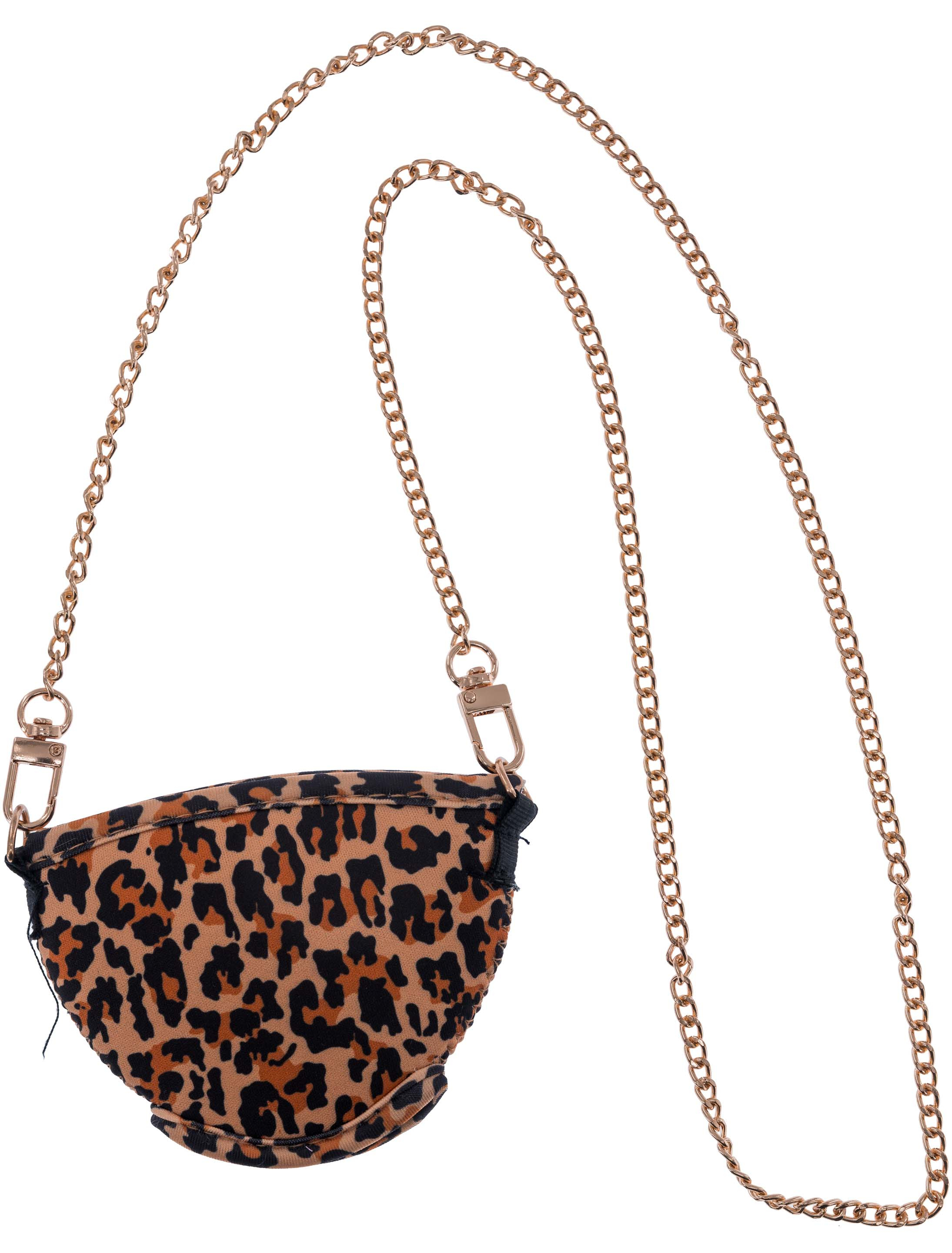 Kostümzubehör Weinglashalter mit Kette Leopard beige/braun