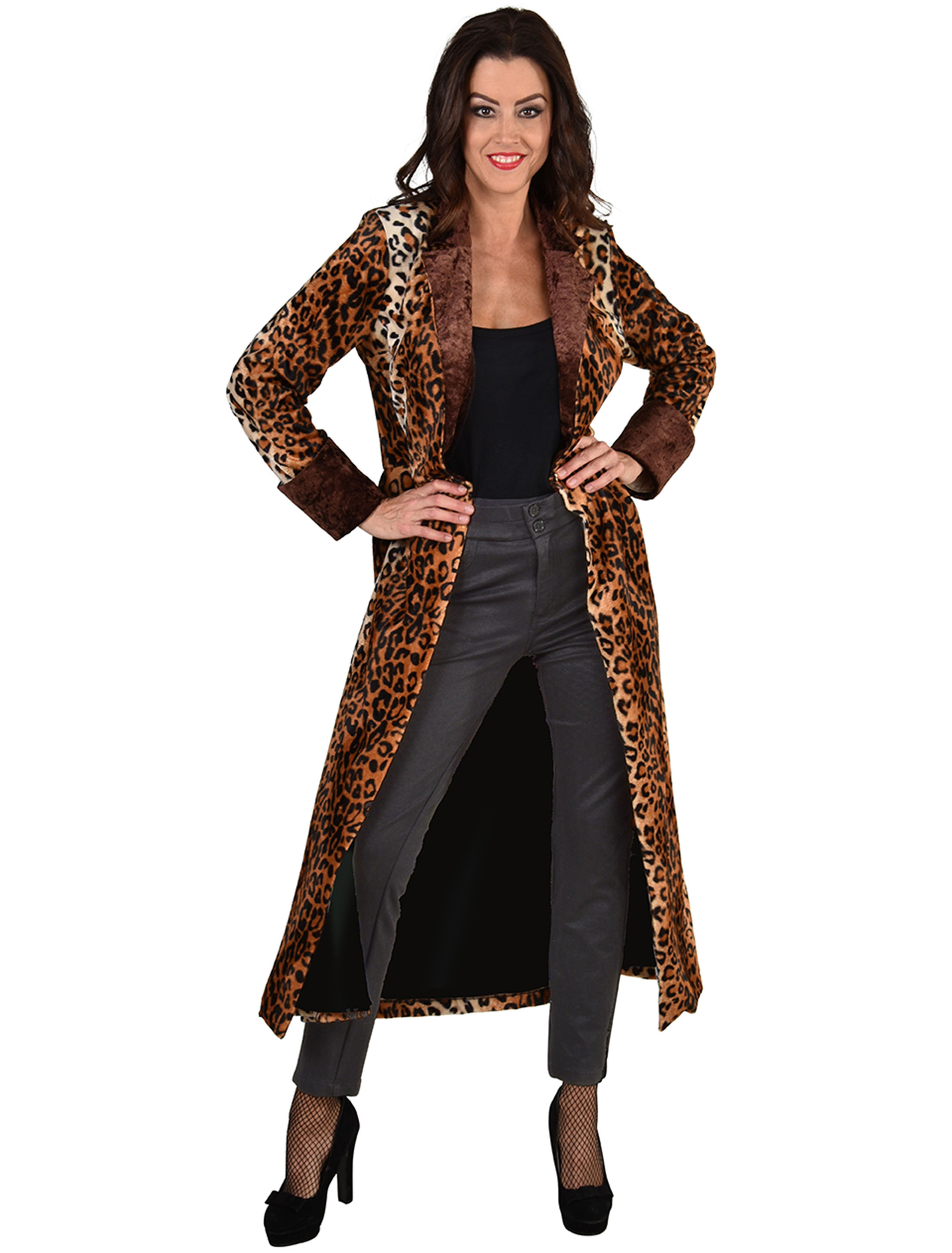 Mantel Leopard Animal print Damen schwarz/braun 2XL/3XL